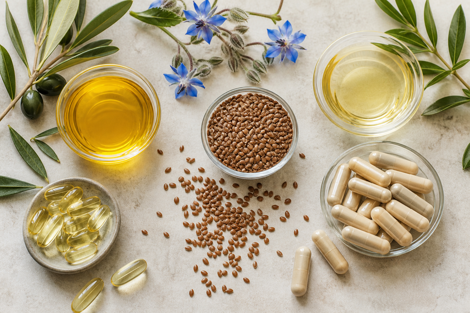 Guida Omega 3-6-9 Biomed con semi, oli vegetali e capsule