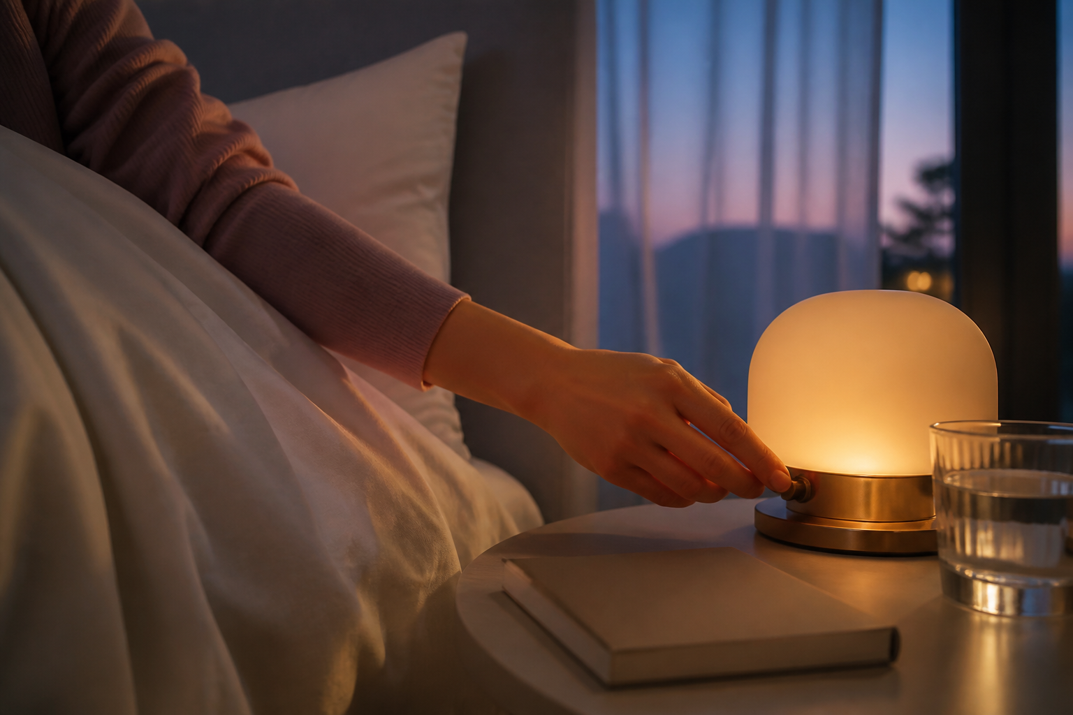 Gesto serale prima di dormire in una camera elegante