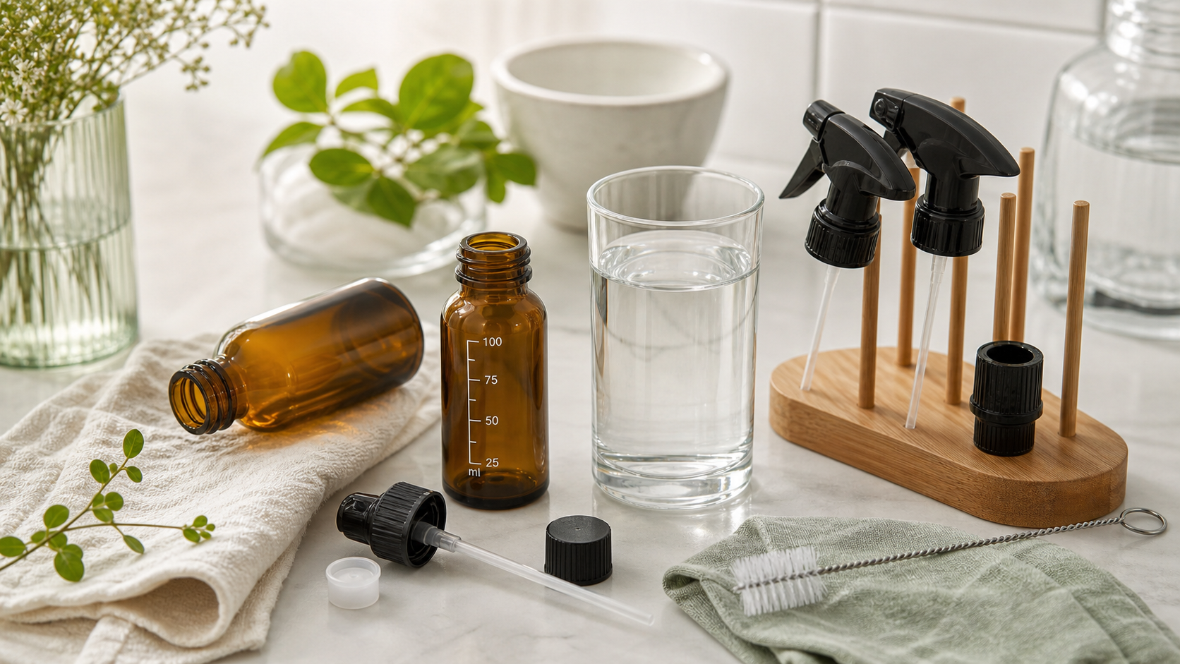 Dosatore Biomed smontato con acqua bidistillata e panno pulito