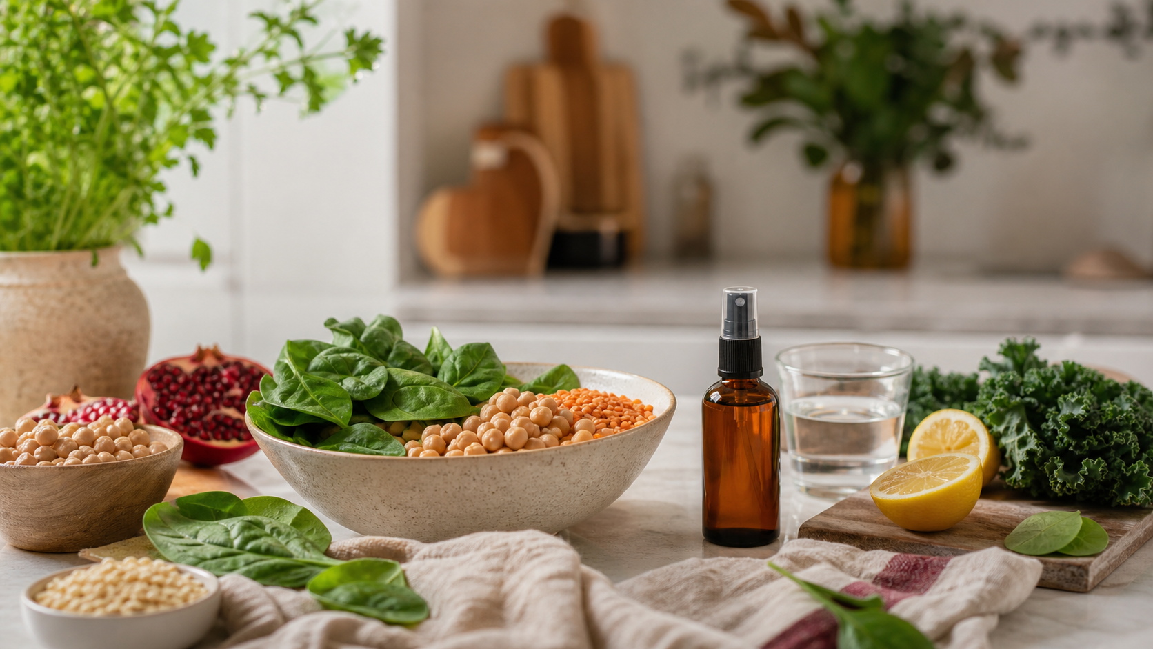 Hero editoriale premium per Ferro Biomed e alimentazione vegetariana