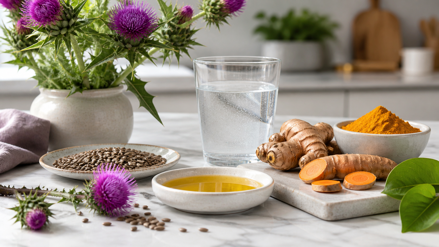 Cardo Mariano e Curcuma in routine botanica distinta