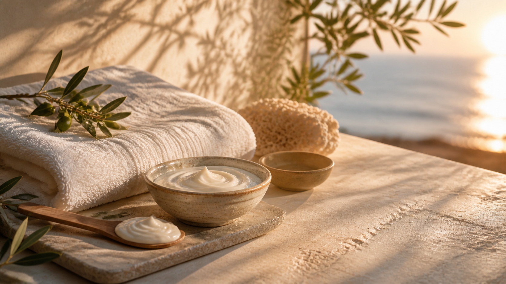 Routine doposole premium con texture crema e asciugamani