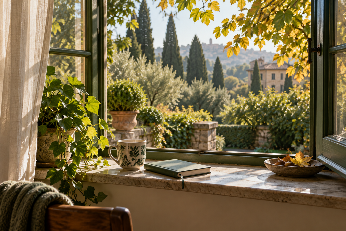 Finestra aperta sul giardino all’inizio di una nuova stagione