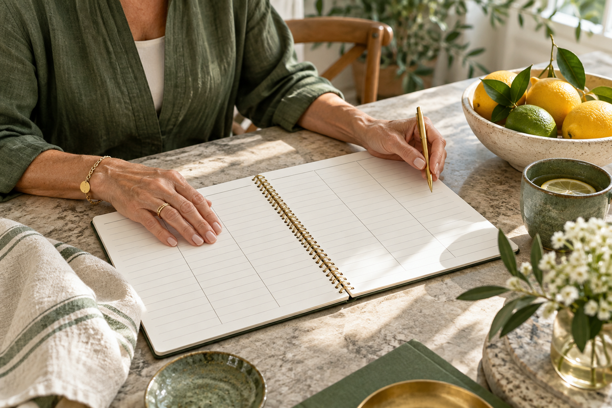 Mani che organizzano un’agenda per la routine quotidiana