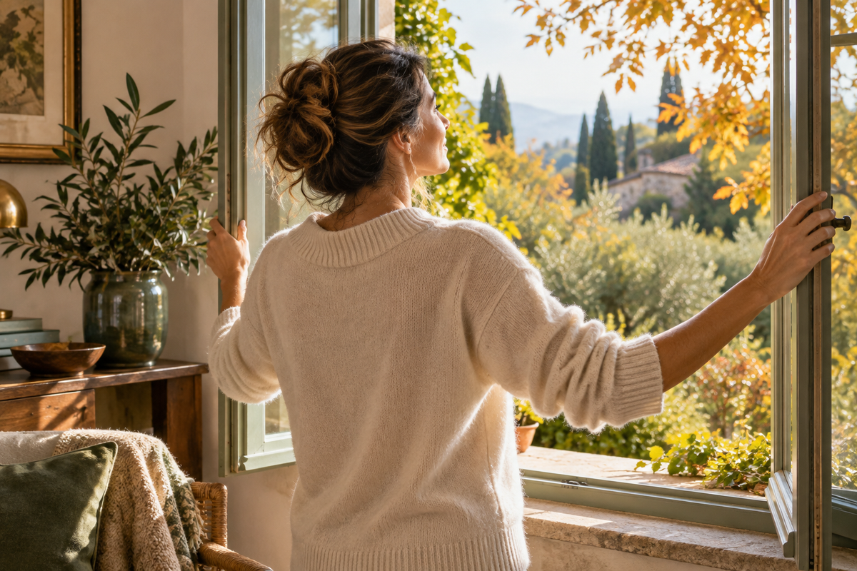 Una finestra aperta sul giardino all’inizio dell’autunno