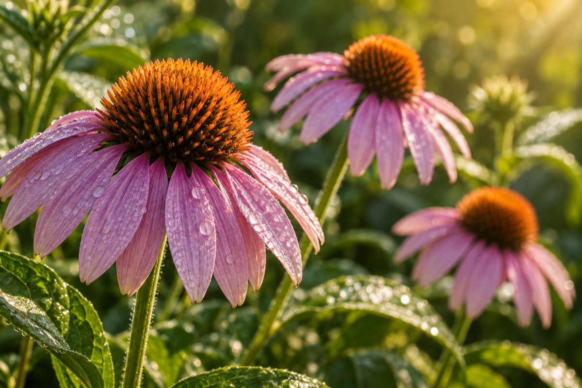 Fiori di echinacea osservati da vicino