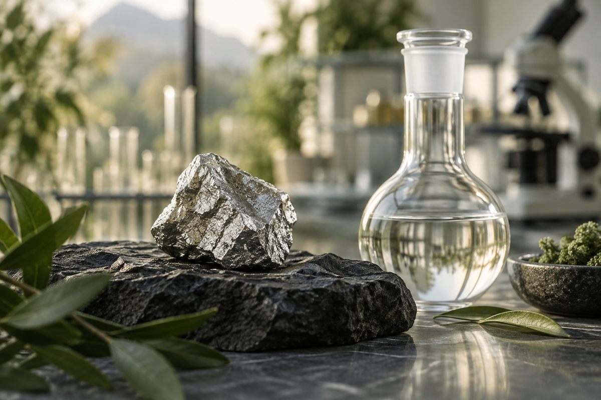 Campione metallico e vetreria per distinguere sostanza e applicazioni