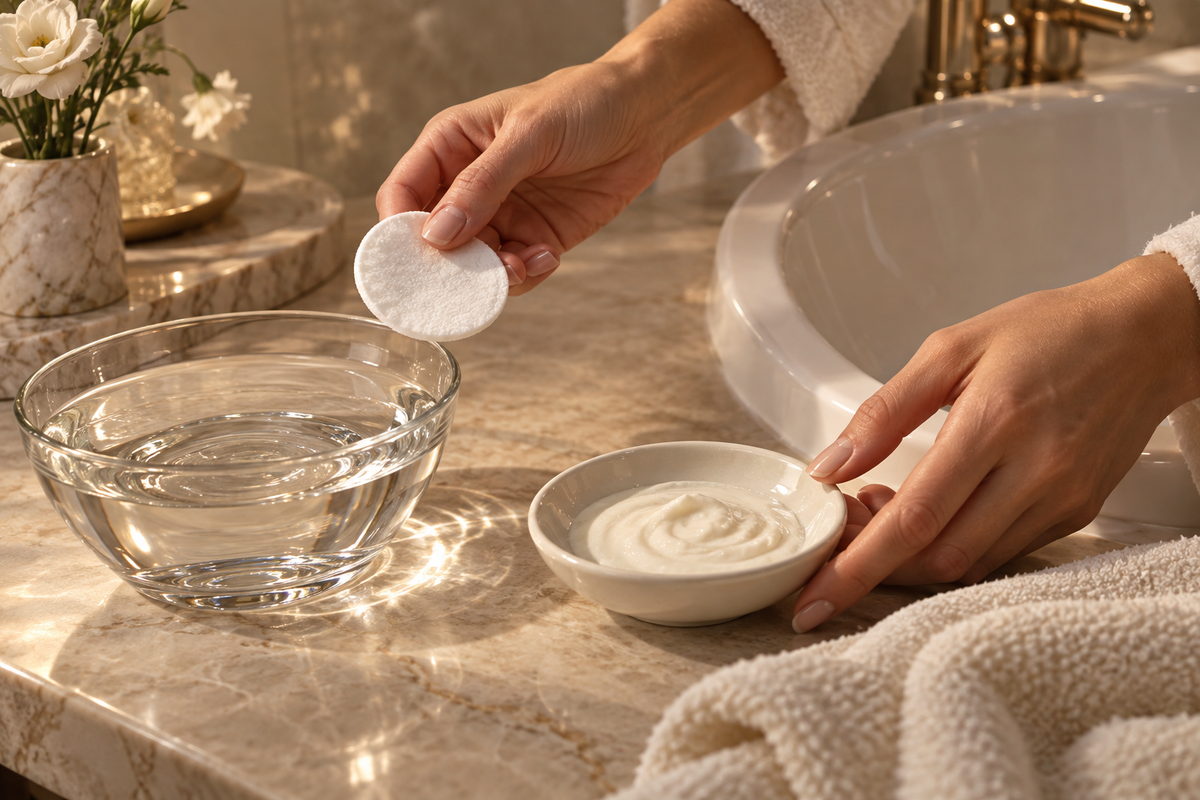 Dischetto, acqua e texture cremosa per distinguere micellare e detergente.