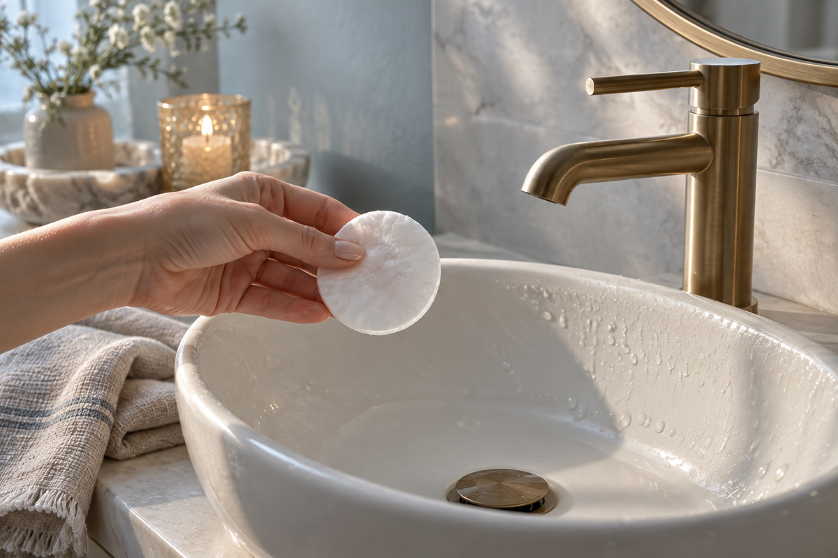 Dischetto vicino al lavabo per scegliere il gesto di detersione.