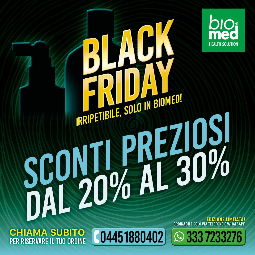 Black Friday Biomed 2025: Sconti dal 20% al 30% su Cosmetica & Spray