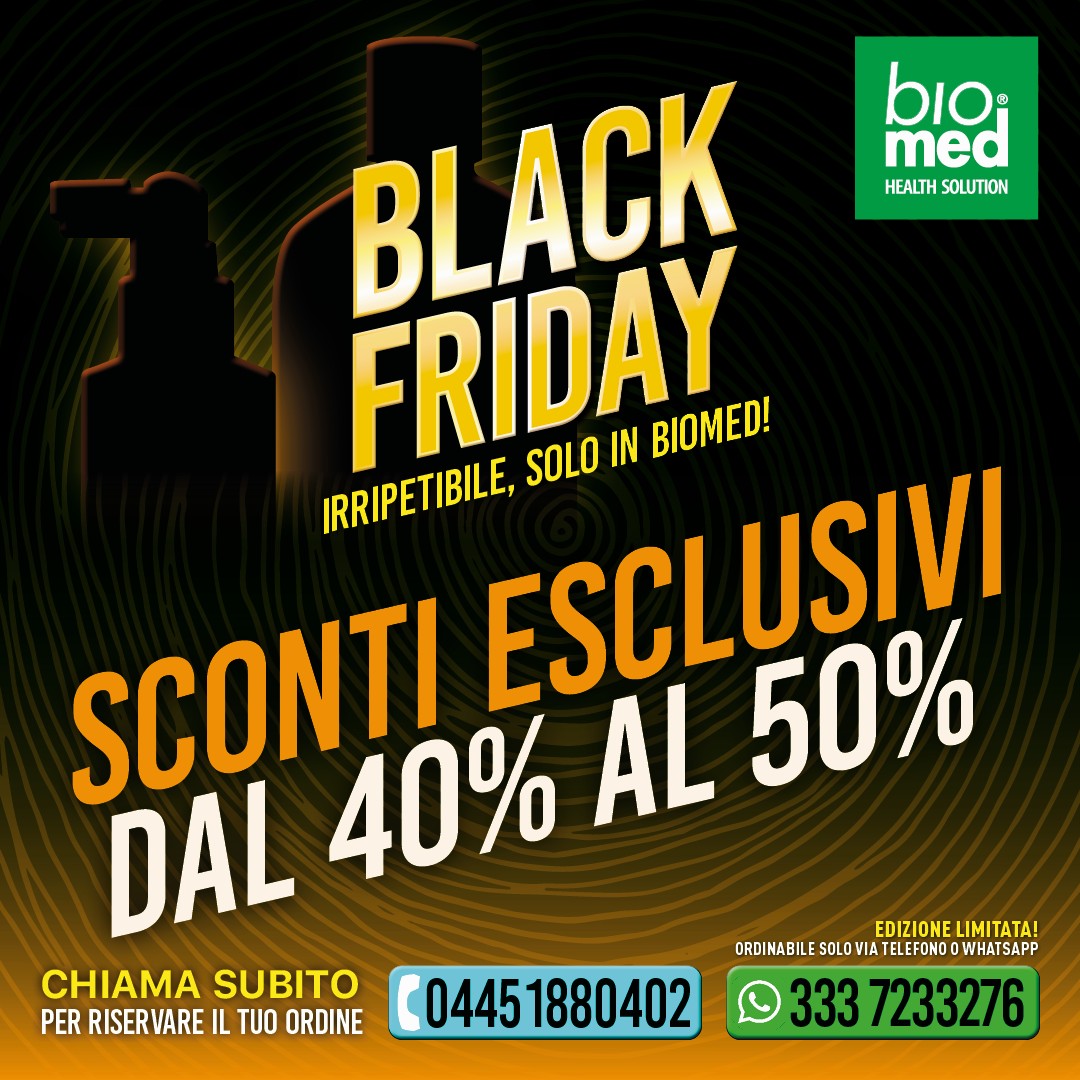 Black Friday Biomed 2025: Sconti dal 40% al 50% su Cosmetica & Spray