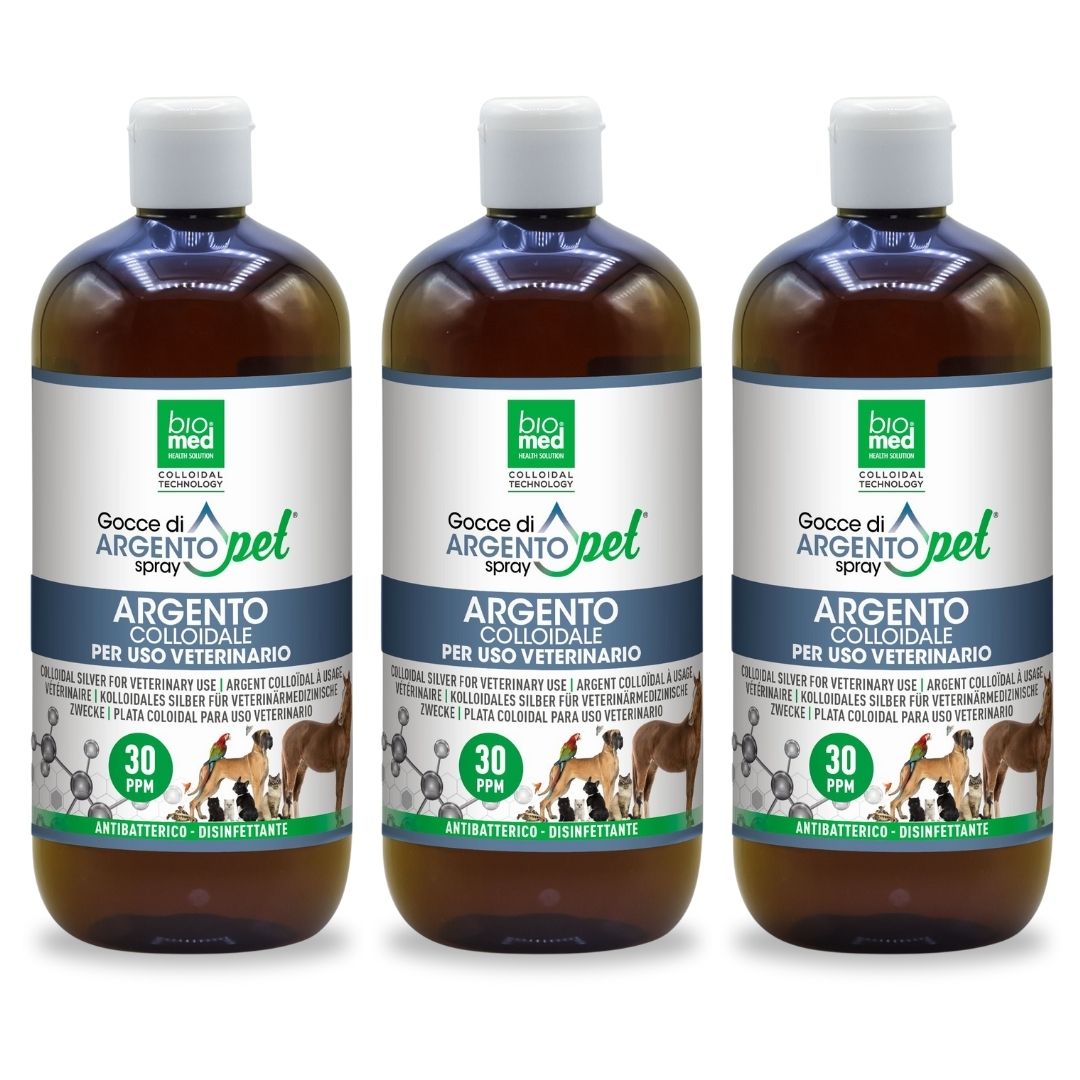 SILVERPET ACTIVE COLLOIDAL SILVER DROPS SPRAY FOR VETERINARY USE - BIOMED - 500 ml. - 30 ppm