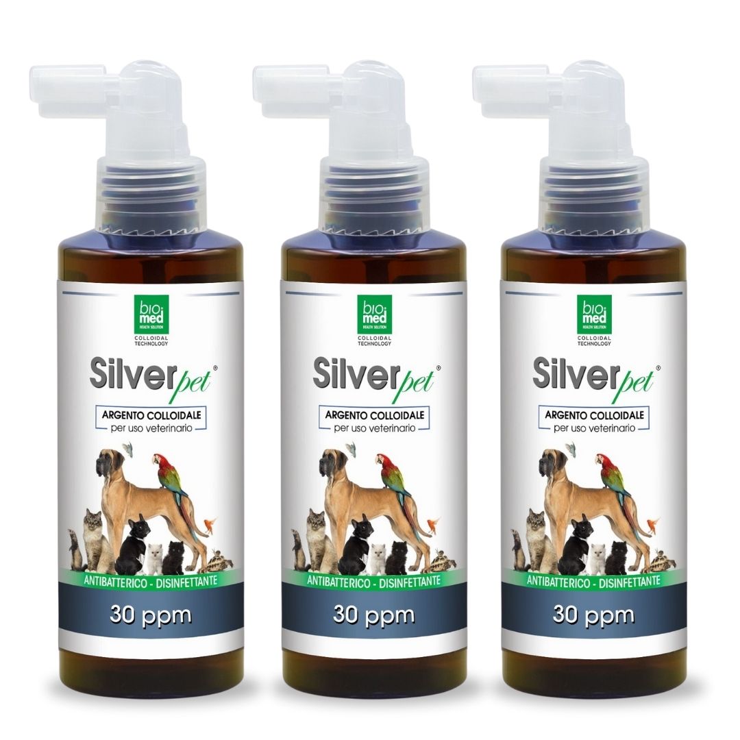 SILVERPET ACTIVE COLLOIDAL SILVER DROPS SPRAY FOR VETERINARY USE - BIOMED - 150 ml. - 30 ppm