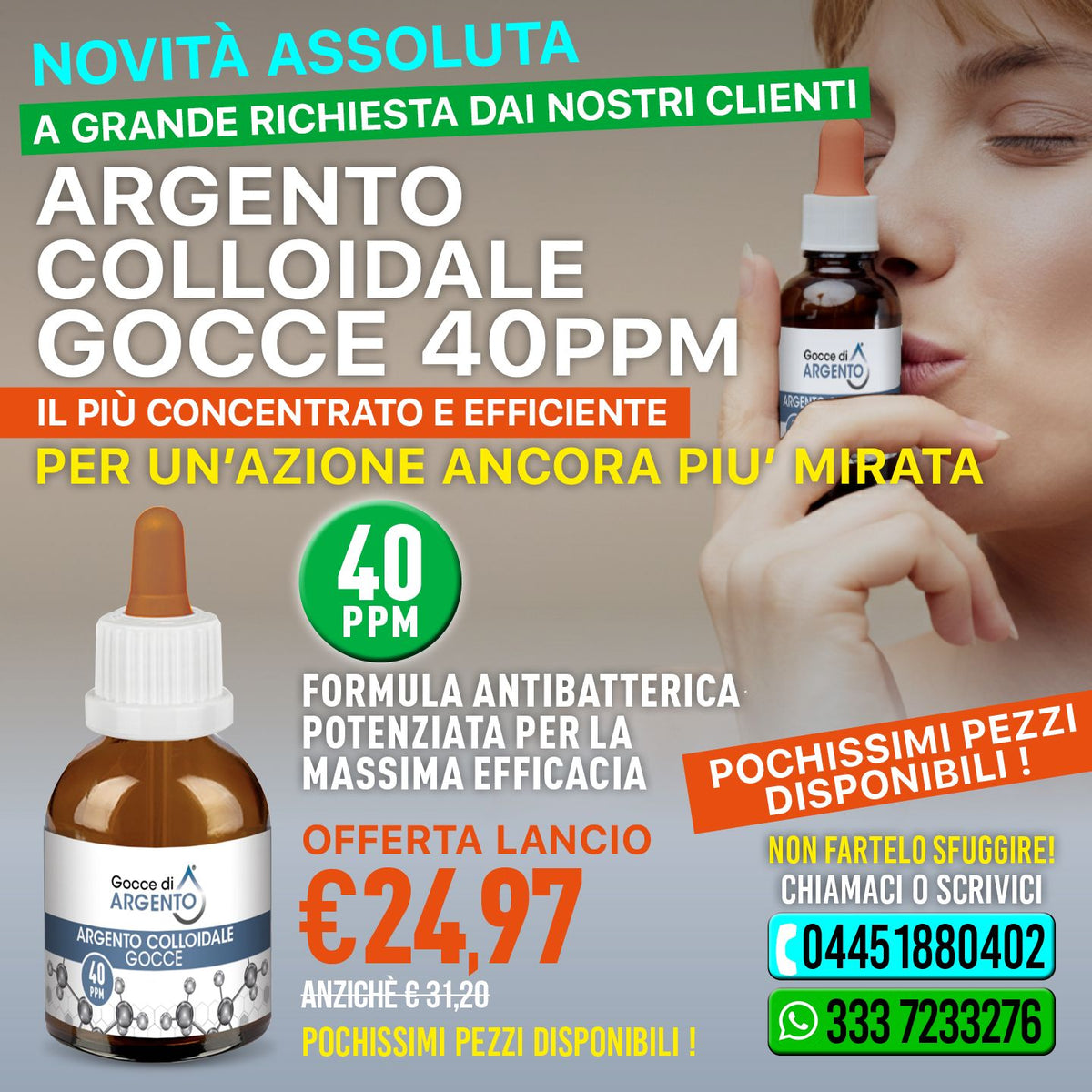 Argento colloidale in gocce sublinguali 40 ppm - 50 ml - Biomed Colloidali - Sito Ufficiale - Acquista quì i tuoi colloidali Spray