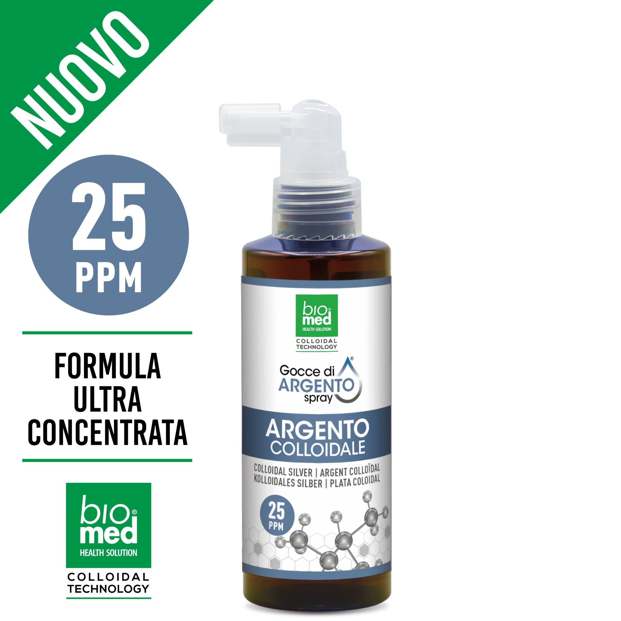 COLLOIDAL SILVER - Ultra Concentrated Sublingual Spray Supplement - BIOMED 25 ppm