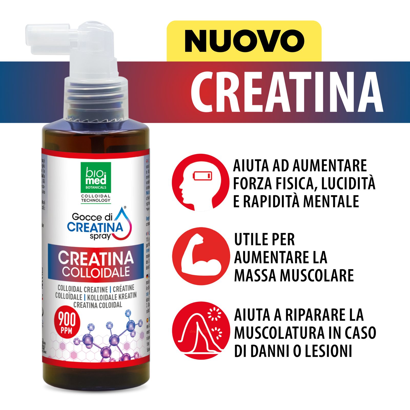Creatina colloidale spray sublinguale 900 ppm - 100 ml