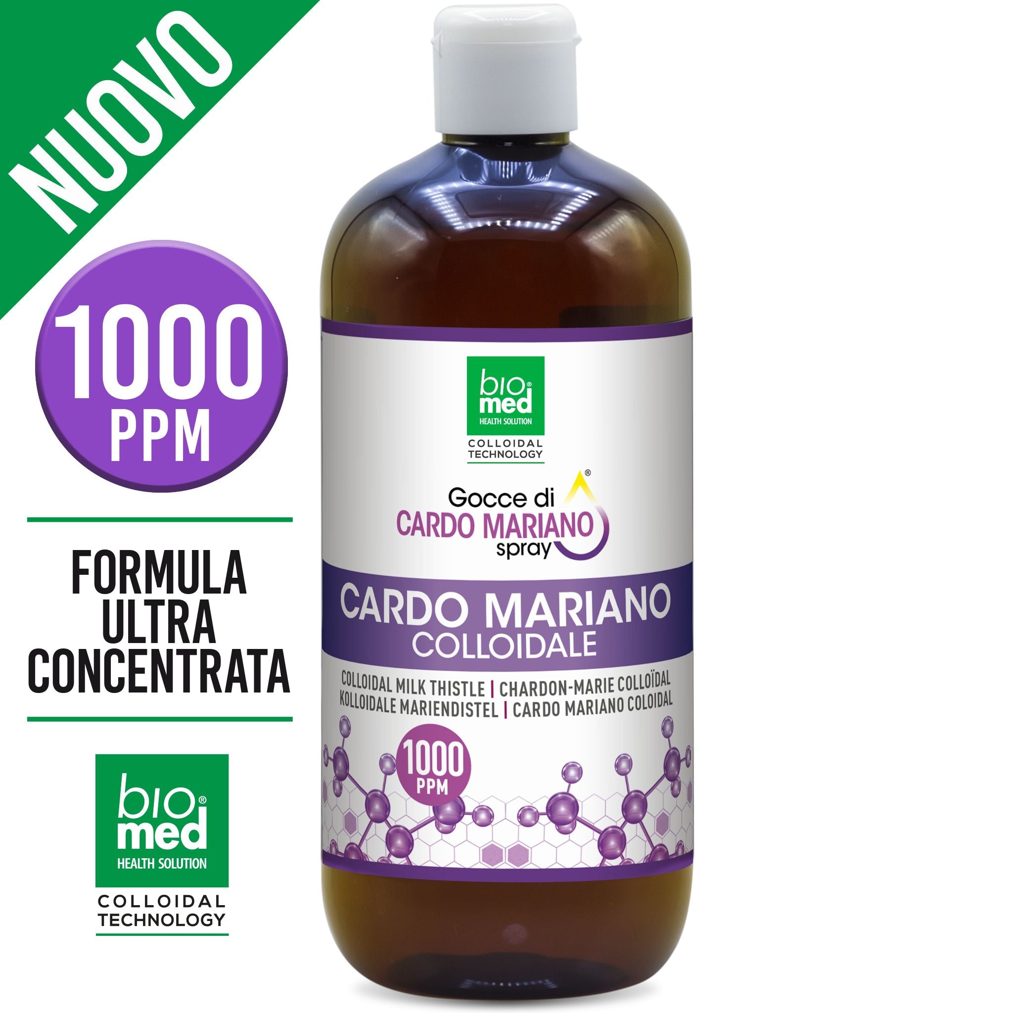 GOCCE DI CARDO MARIANO COLLOIDALE SPRAY ATTIVO BIOMED - 500 ML. - 1000 PPM