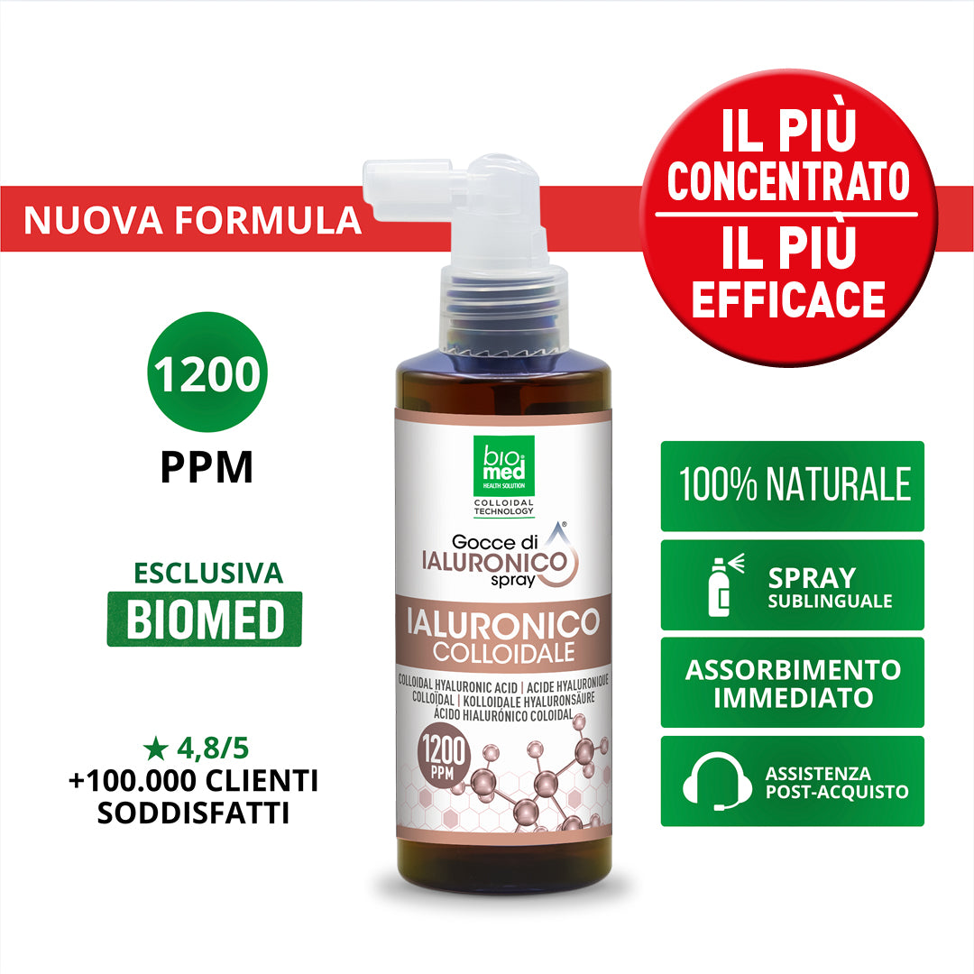IALURONICO COLLOIDALE SPRAY SUBLINGUALE BIOMED 1200 ppm - 150 ml - Biomed Colloidali - Sito Ufficiale - Acquista quì i tuoi colloidali Spray