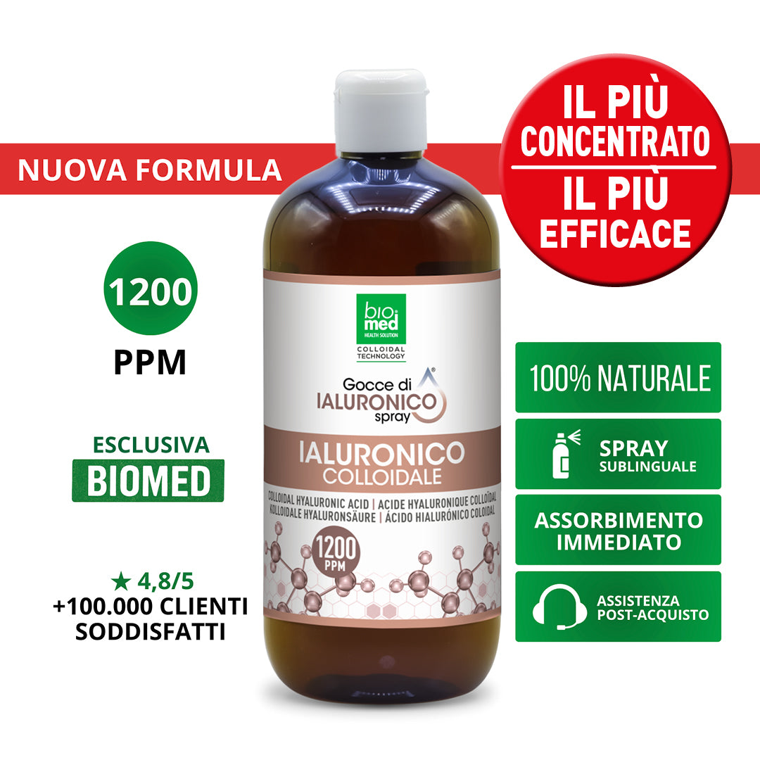 IALURONICO COLLOIDALE SPRAY SUBLINGUALE BIOMED 1200 ppm - 500 ml - Biomed Colloidali - Sito Ufficiale - Acquista quì i tuoi colloidali Spray