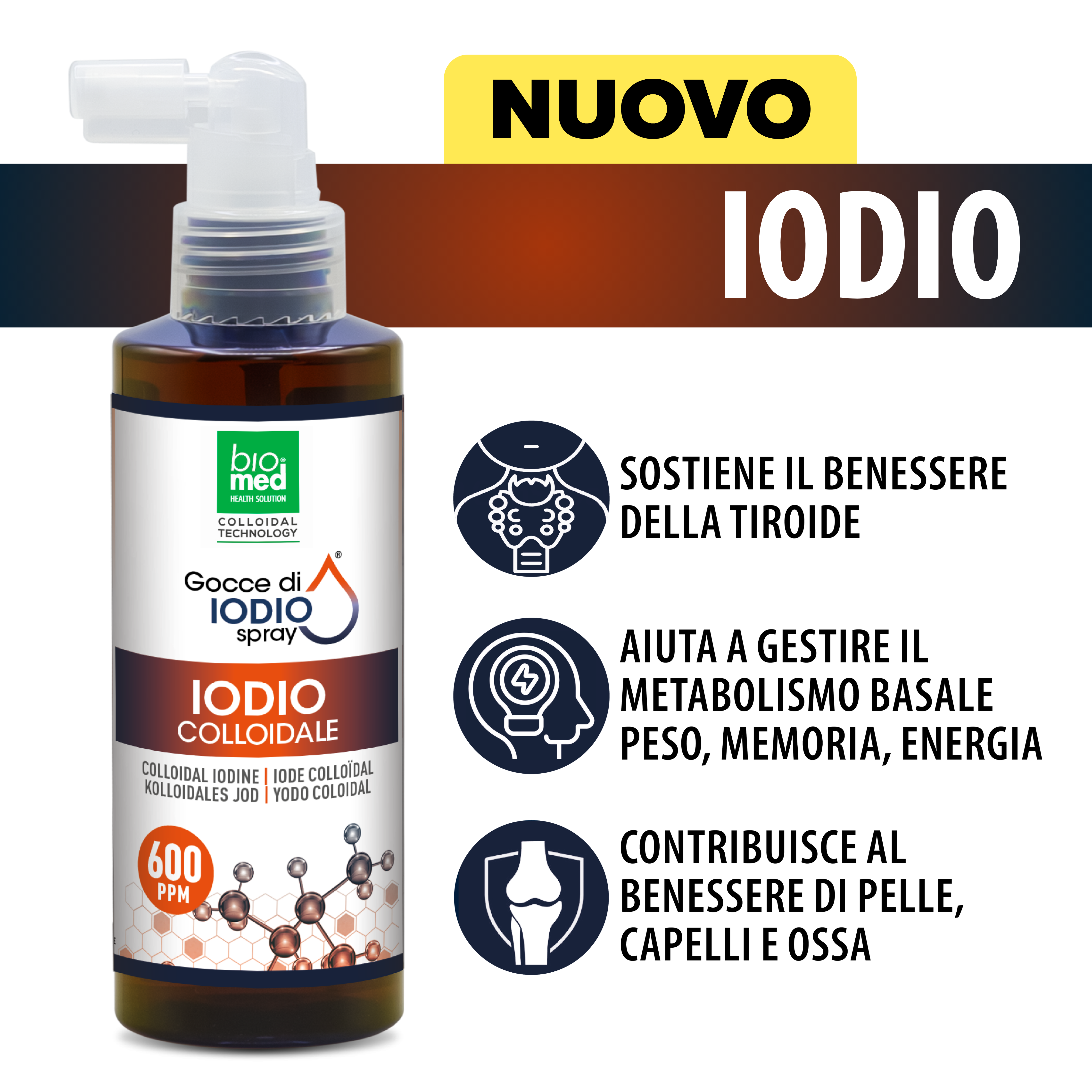 Iodio colloidale spray sublinguale 600 ppm 100 ml | Biomed – Biomed ...
