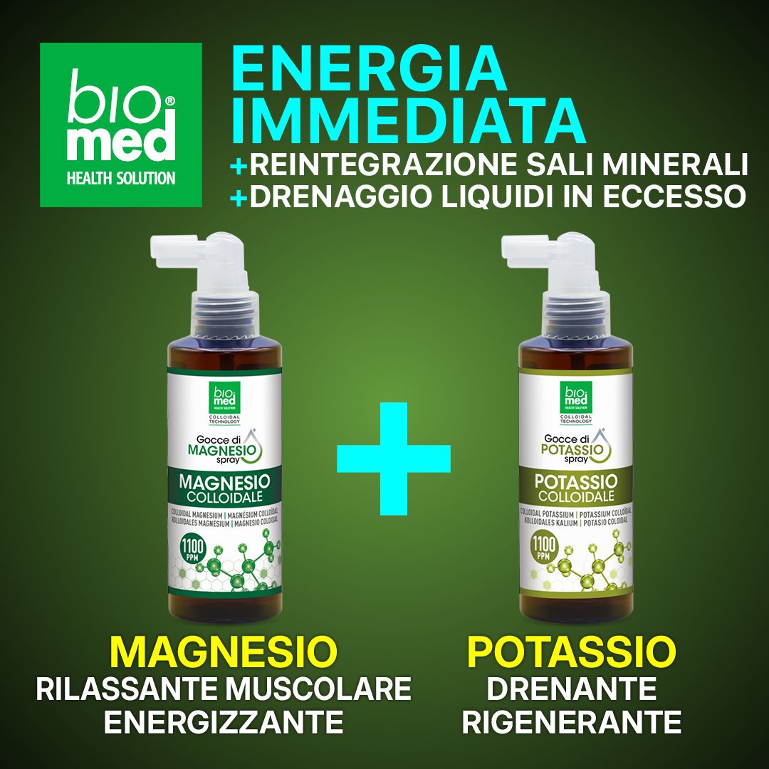 Magnesio + Potassio Colloidali Spray Biomed | Protocollo Energia immediata - Biomed Colloidali - Sito Ufficiale - Acquista quì i tuoi colloidali Spray