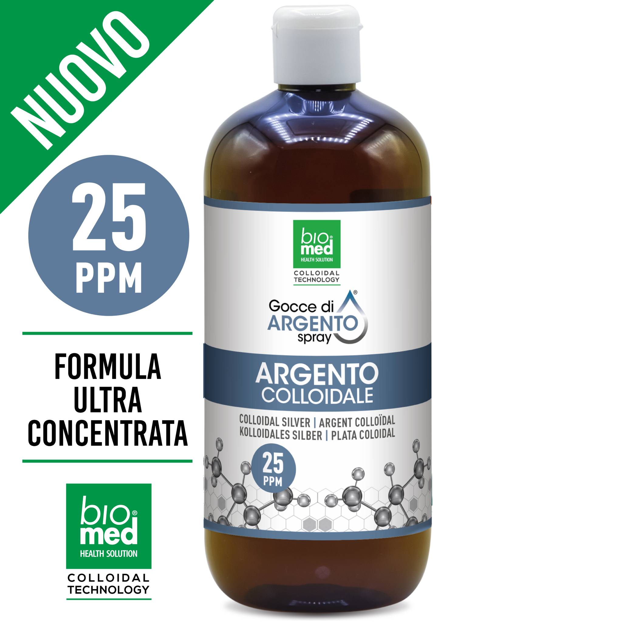 ARGENTO COLLOIDALE - Integratore Spray Sublinguale Ultra Concentrato - BIOMED 25 ppm - Biomed Sito ufficiale - Acquista i tuoi colloidali Online