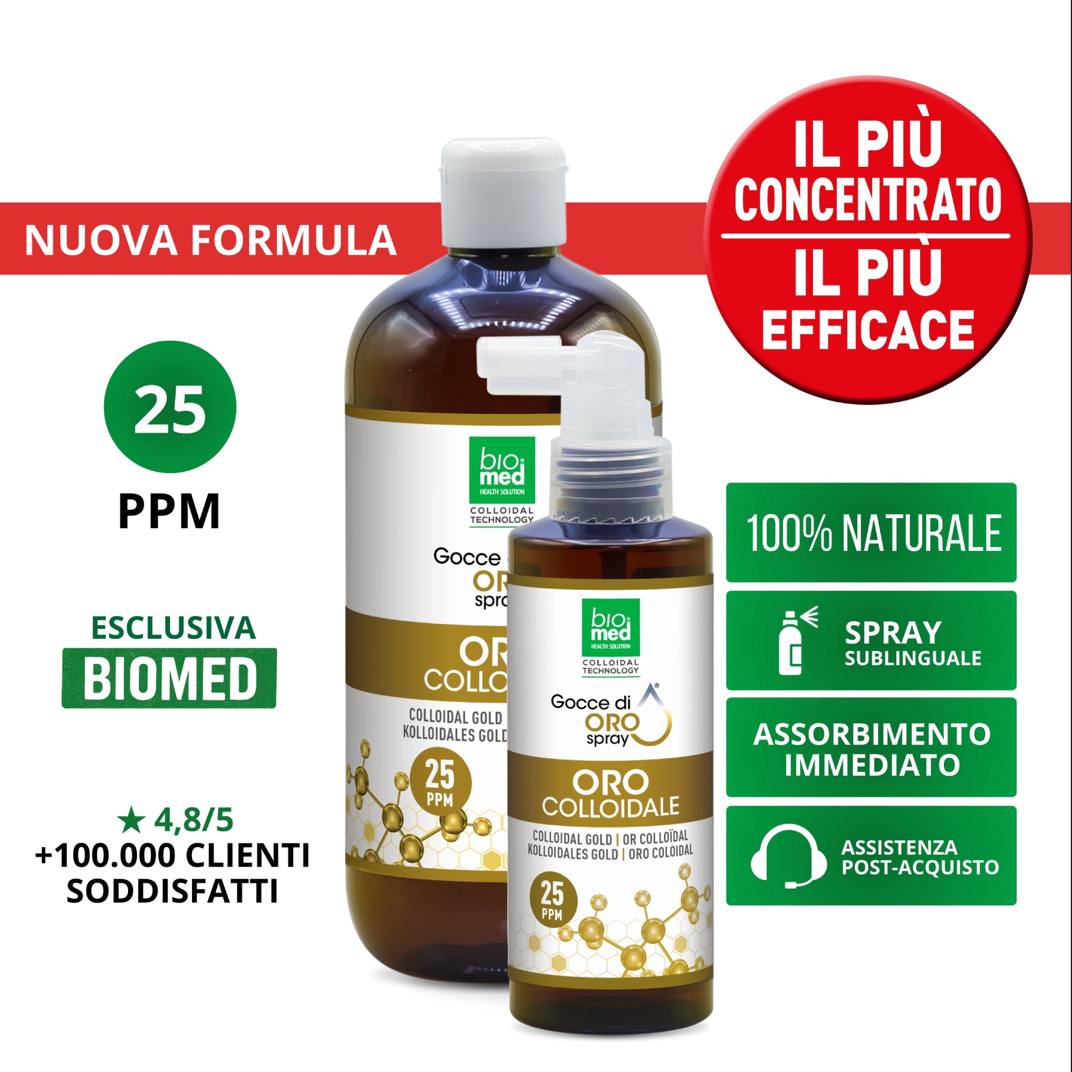 ORO COLLOIDALE SPRAY SUBLINGUALE BIOMED 25 ppm - 150/500 ml - Biomed Colloidali - Sito Ufficiale - Acquista quì i tuoi colloidali Spray