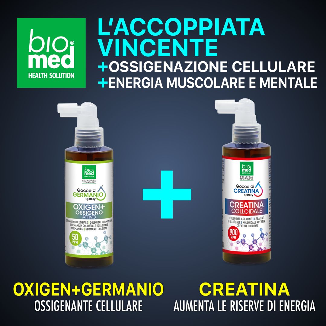 Oxigen+ + Creatina Biomed | Protocollo Forza e Recupero - Biomed Colloidali - Sito Ufficiale - Acquista quì i tuoi colloidali Spray