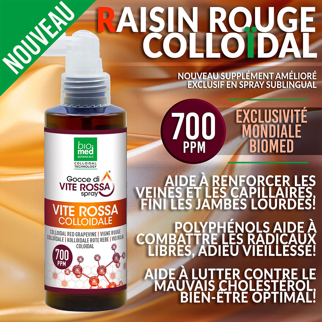 SPRAY COLLOÏDAL DE RAISIN ROUGE ULTRA-CONCENTRÉ - BIOMED 700PPM 150ml