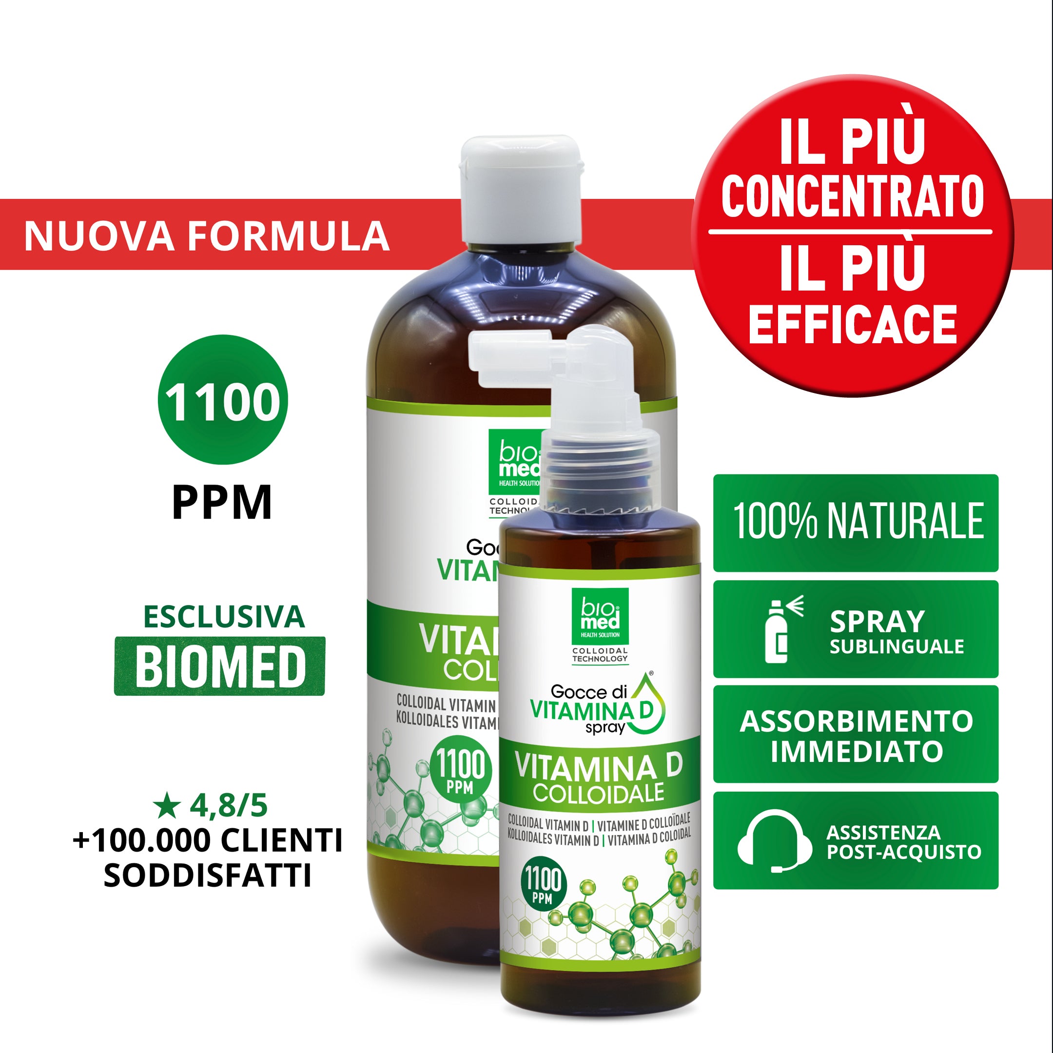 VITAMINA D3 COLLOIDALE SPRAY SUBLINGUALE BIOMED 1100 ppm - 150/500 ml - Biomed Colloidali - Sito Ufficiale - Acquista quì i tuoi colloidali Spray