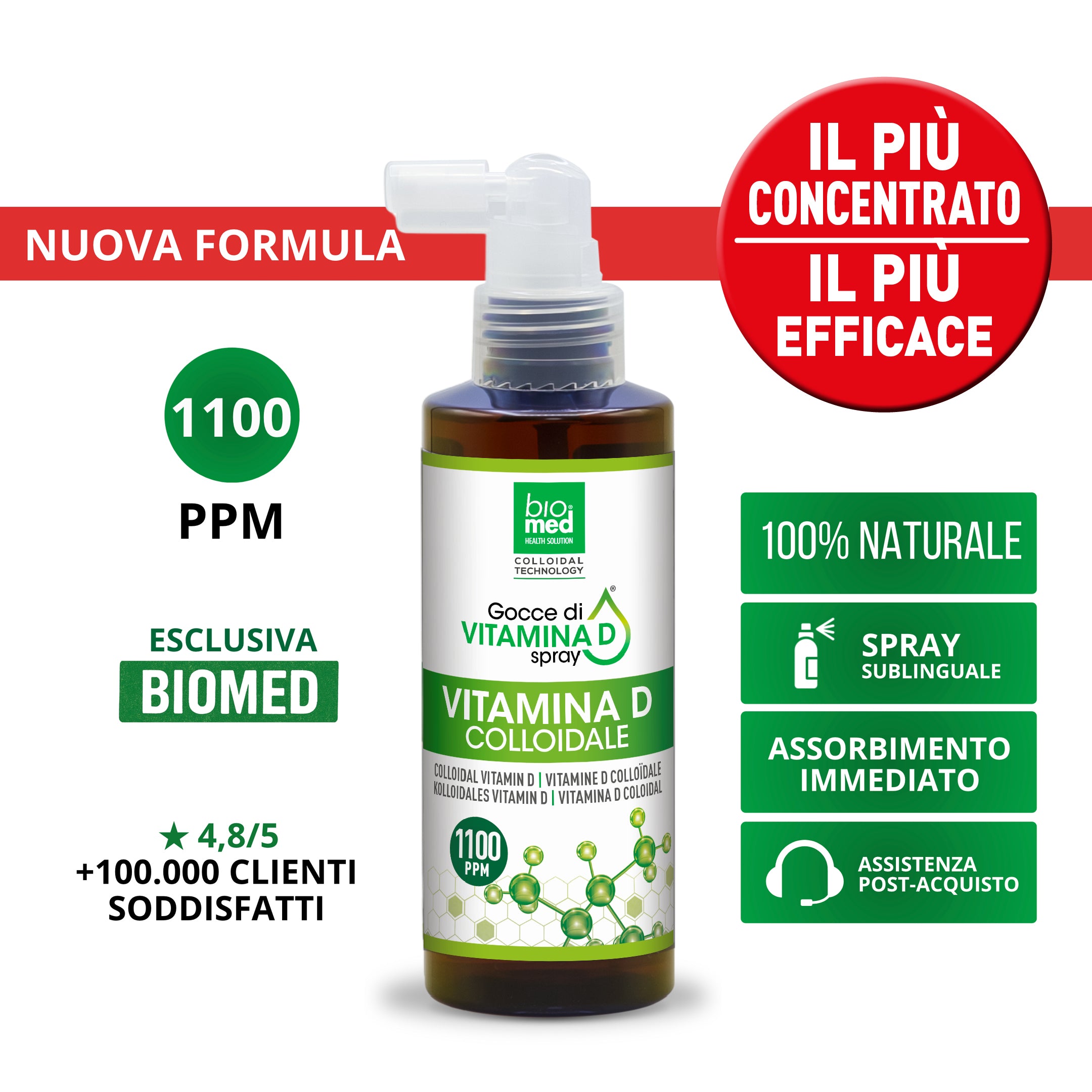 VITAMINA D3 COLLOIDALE SPRAY SUBLINGUALE BIOMED 1100 ppm - 150/500 ml - Biomed Colloidali - Sito Ufficiale - Acquista quì i tuoi colloidali Spray