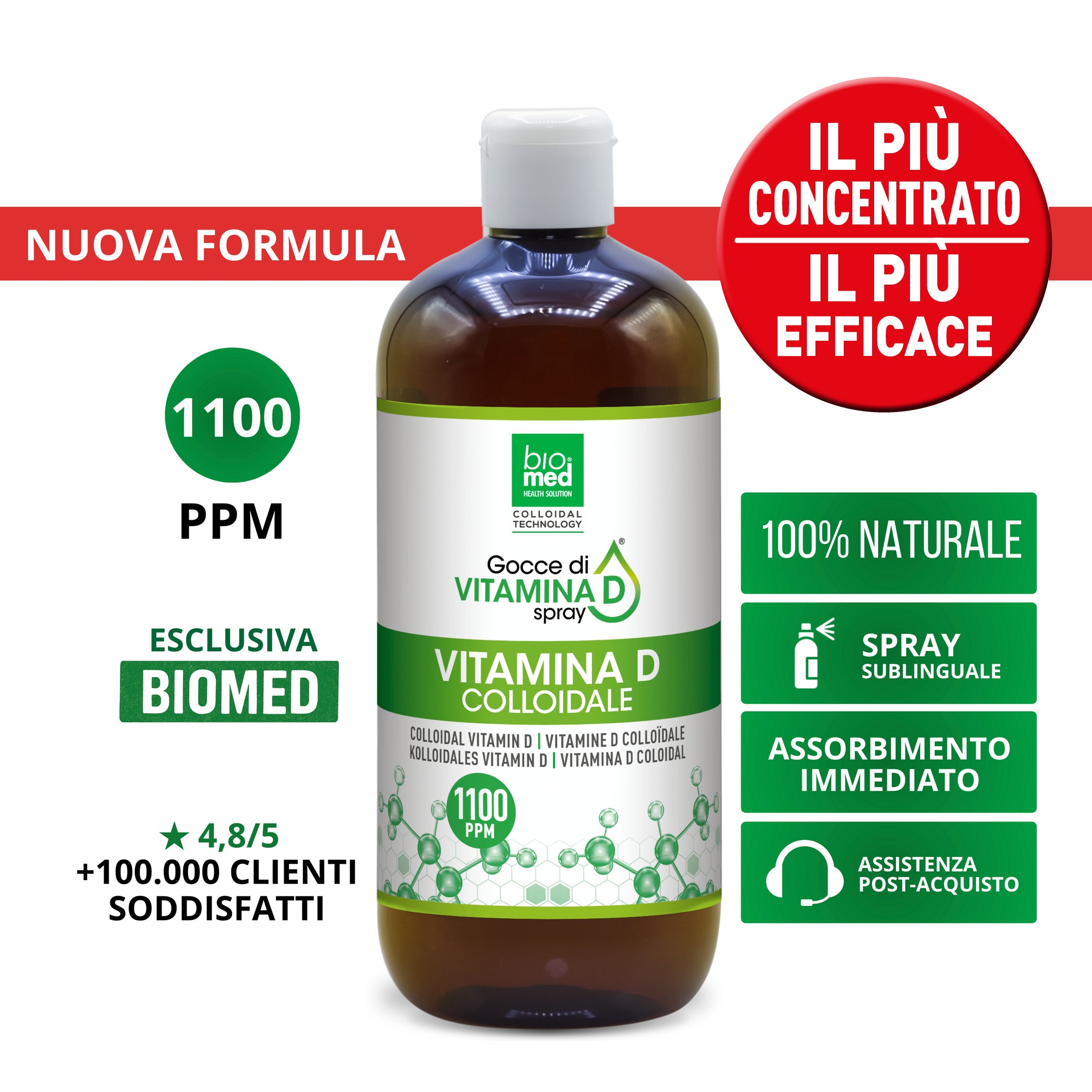 VITAMINA D3 COLLOIDALE SPRAY SUBLINGUALE BIOMED 1100 ppm - 150/500 ml - Biomed Colloidali - Sito Ufficiale - Acquista quì i tuoi colloidali Spray