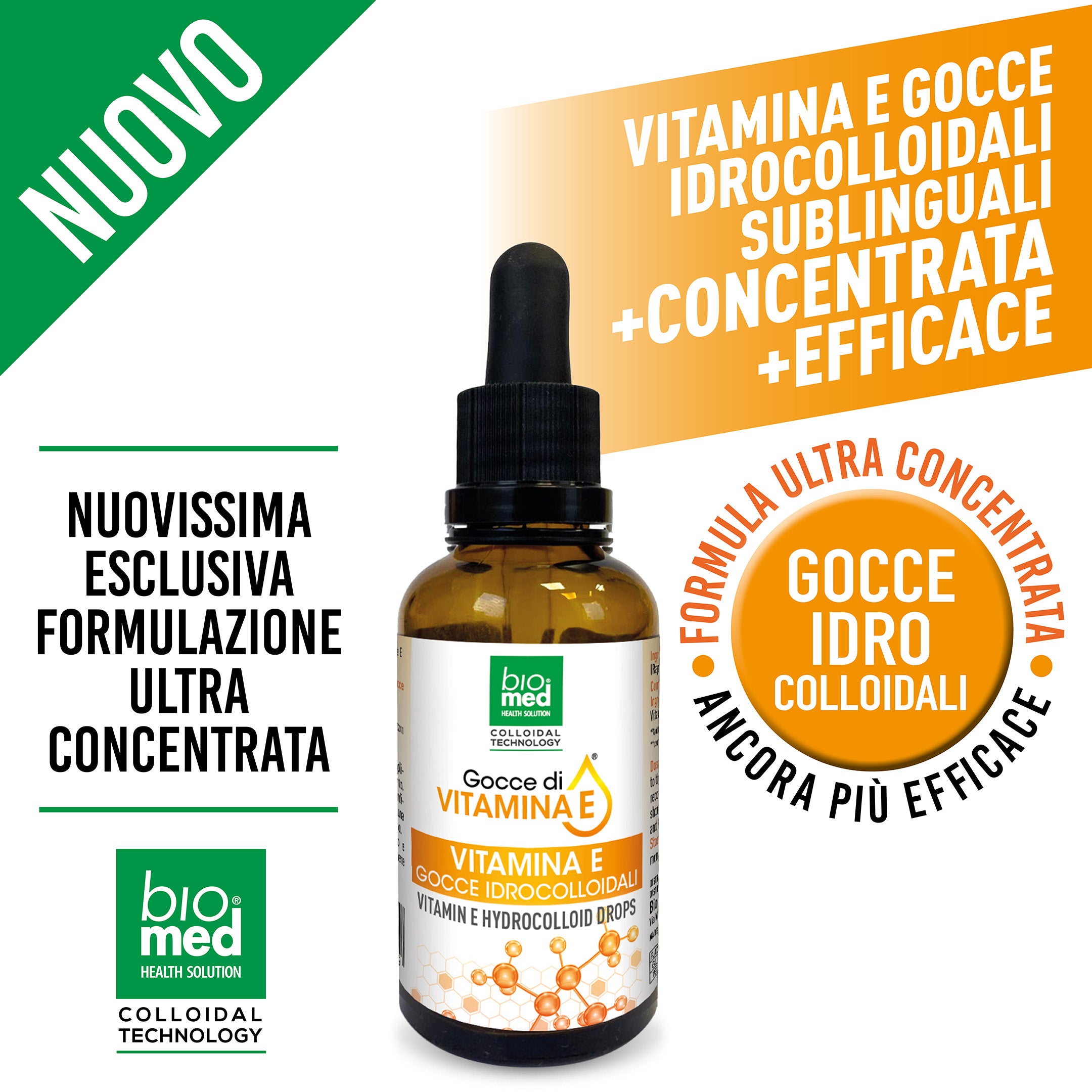 Vitamina E Idrocolloidale Sublinguale e Topica Ultra Concentrata Biomed - 50ml