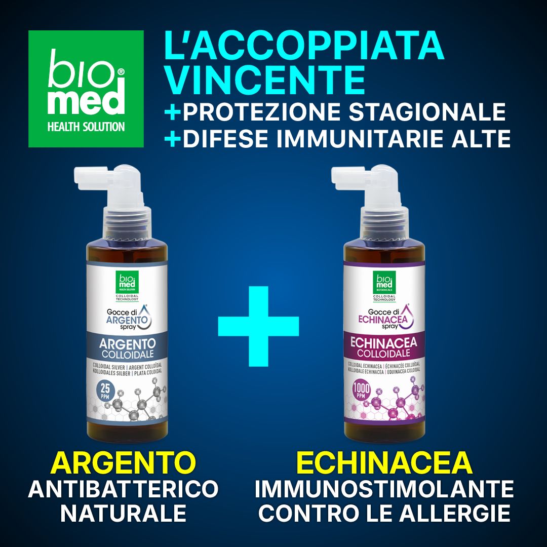 Argento + Echinacea Colloidali Spray Biomed | Protocollo Difesa Attiva - Biomed Colloidali - Sito Ufficiale - Acquista quì i tuoi colloidali Spray