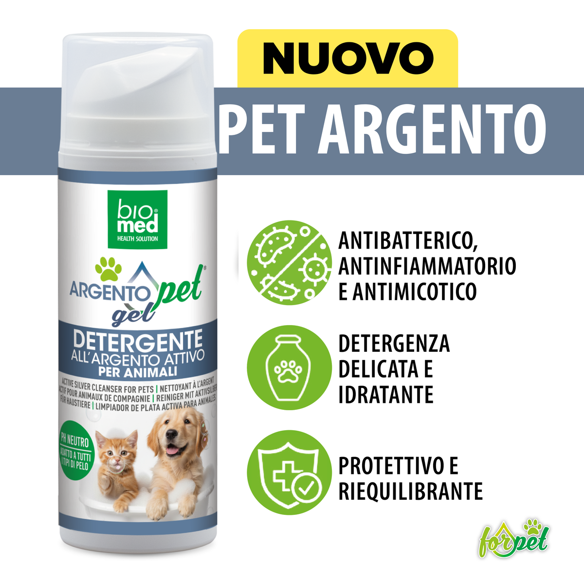 For Pet Argento Gel Biomed – Detergente Dermo-Protettivo Naturale per animali - 150ml - immagine prodotto Biomed