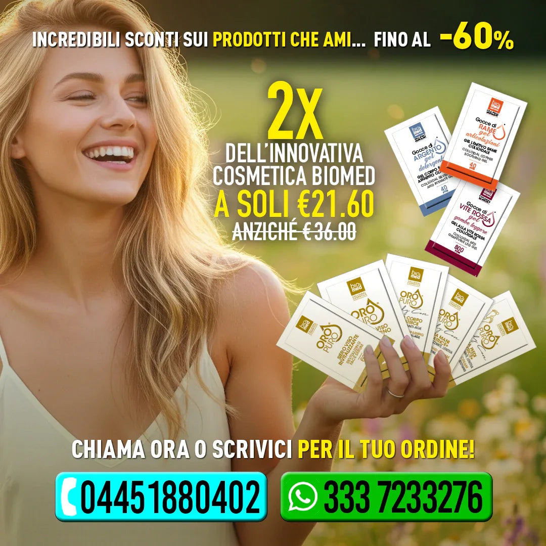 9 Esclusive Esperienze, Scopri subito La cosmetica Oro Puro Biomed - Biomed Colloidali - Sito Ufficiale - Acquista quì i tuoi colloidali Spray