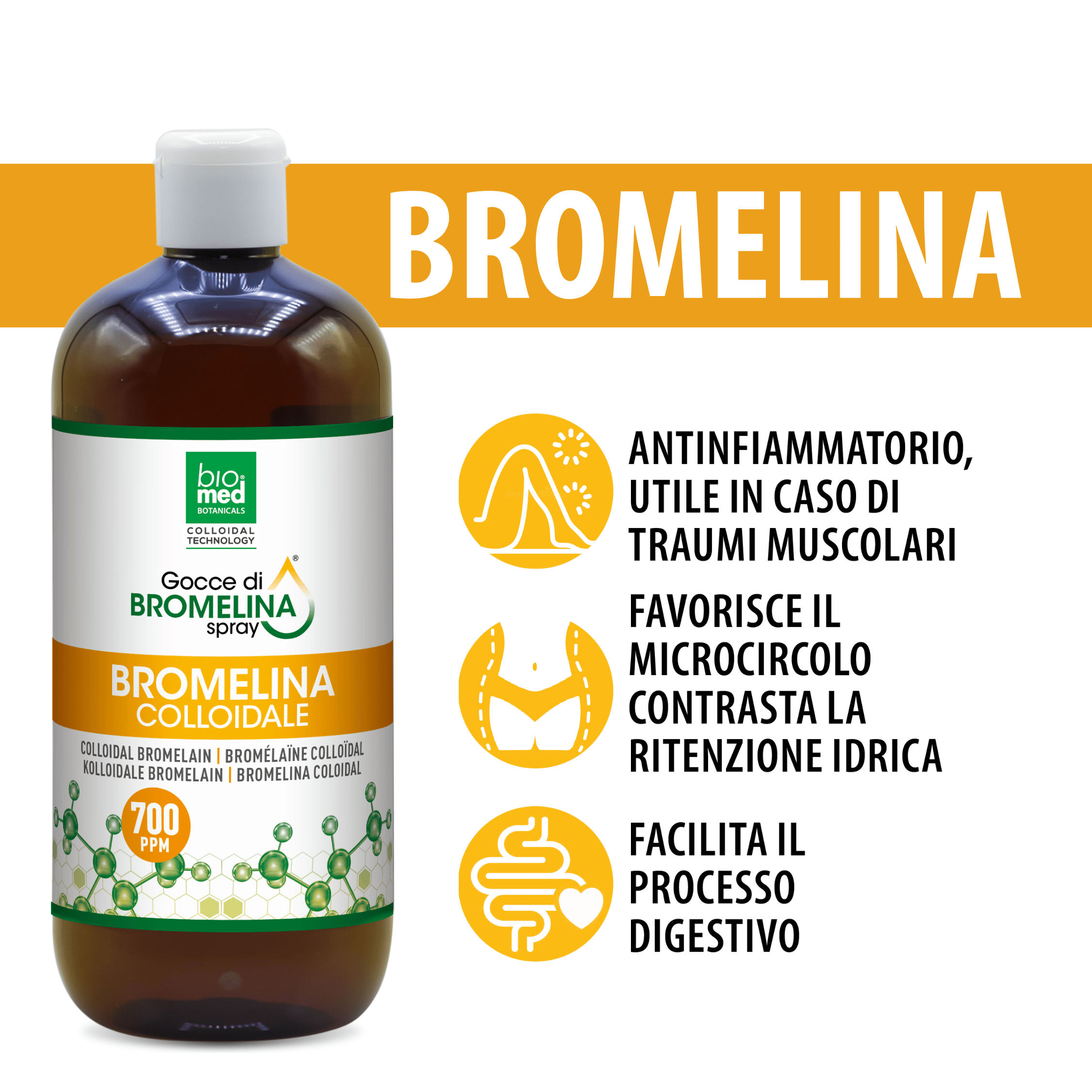 Bromelina colloidale spray sublinguale 700 ppm - 500 ml - Biomed Colloidali - Sito Ufficiale - Acquista quì i tuoi colloidali Spray