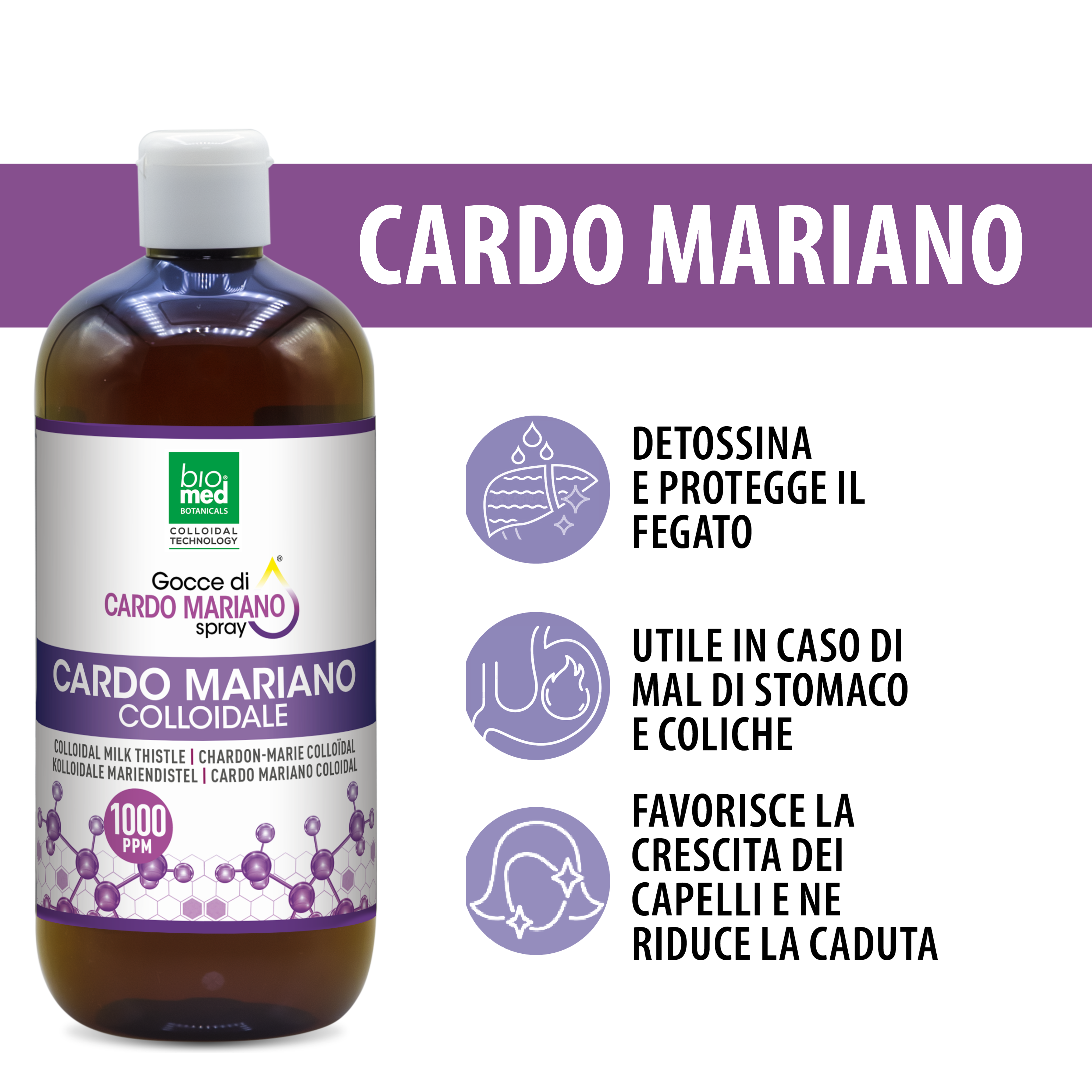 Cardo mariano colloidale spray sublinguale 1000 ppm - 500 ml - Biomed Colloidali - Sito Ufficiale - Acquista quì i tuoi colloidali Spray