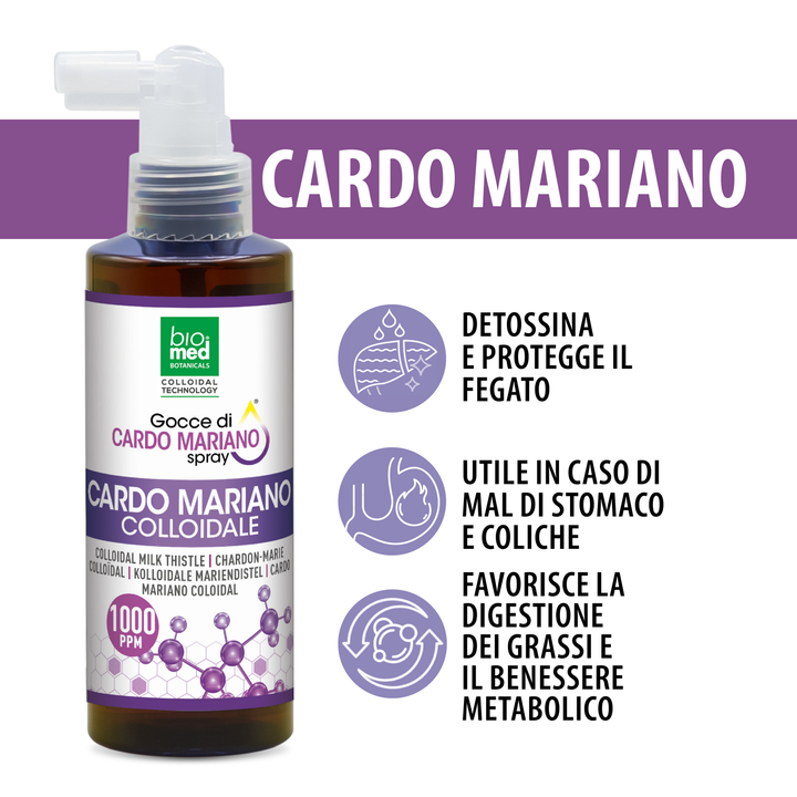 Cardo mariano colloidale spray sublinguale 1000 ppm - 150 ml