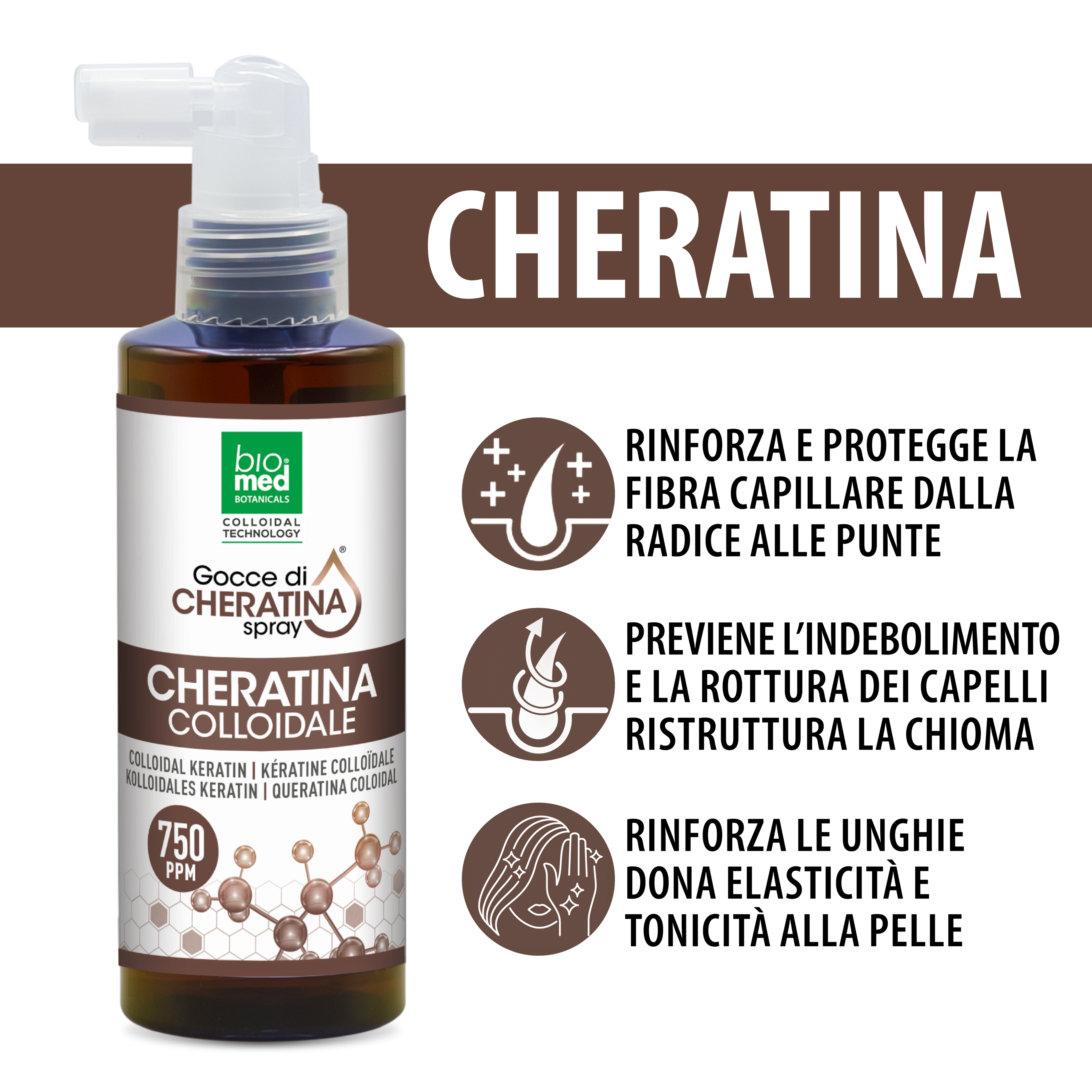 Cheratina colloidale spray sublinguale 750 ppm - 150 ml Biomed - immagine prodotto