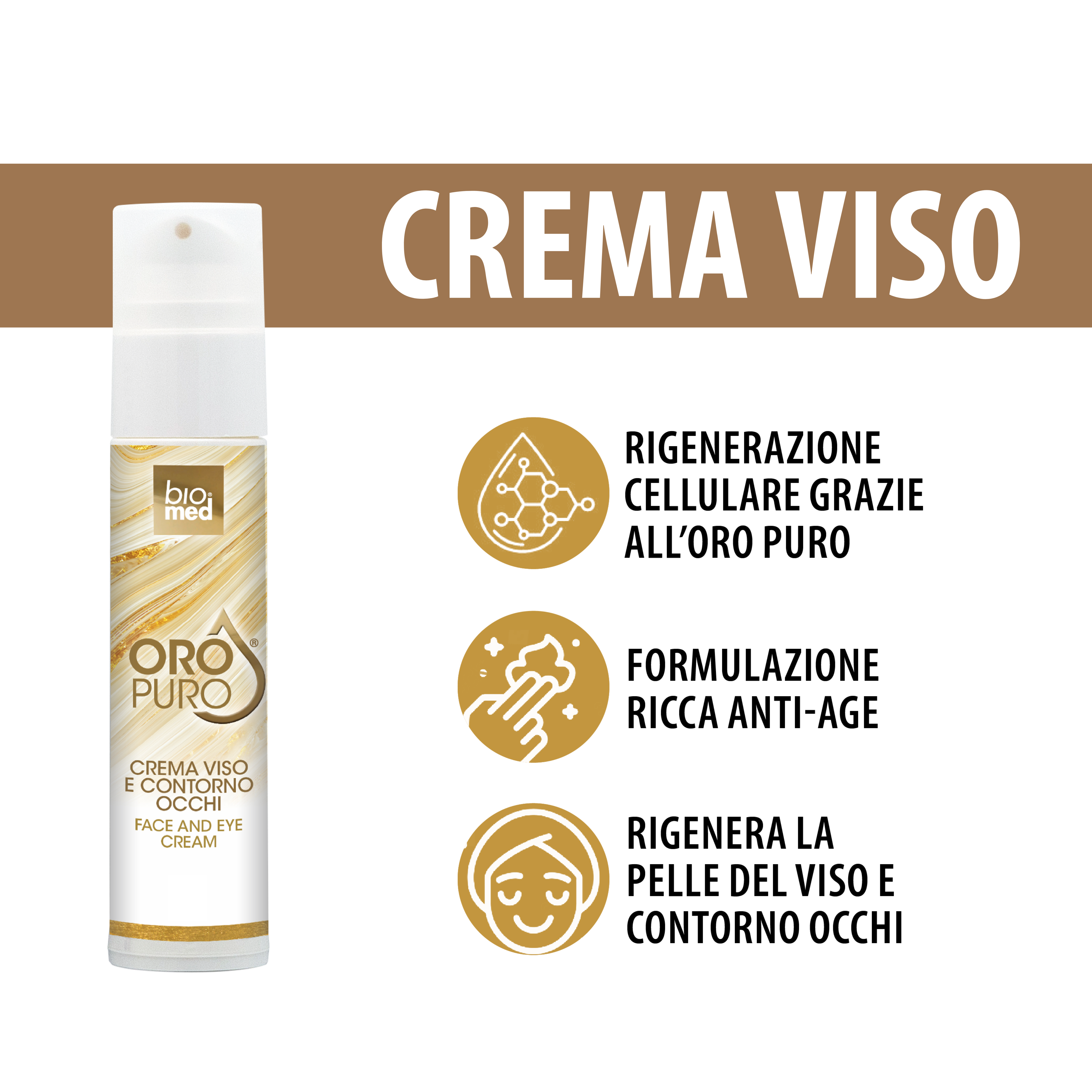 Crema viso e contorno occhi rigenerante all'Oro puro - 50ml - Biomed Colloidali - Sito Ufficiale - Acquista quì i tuoi colloidali Spray