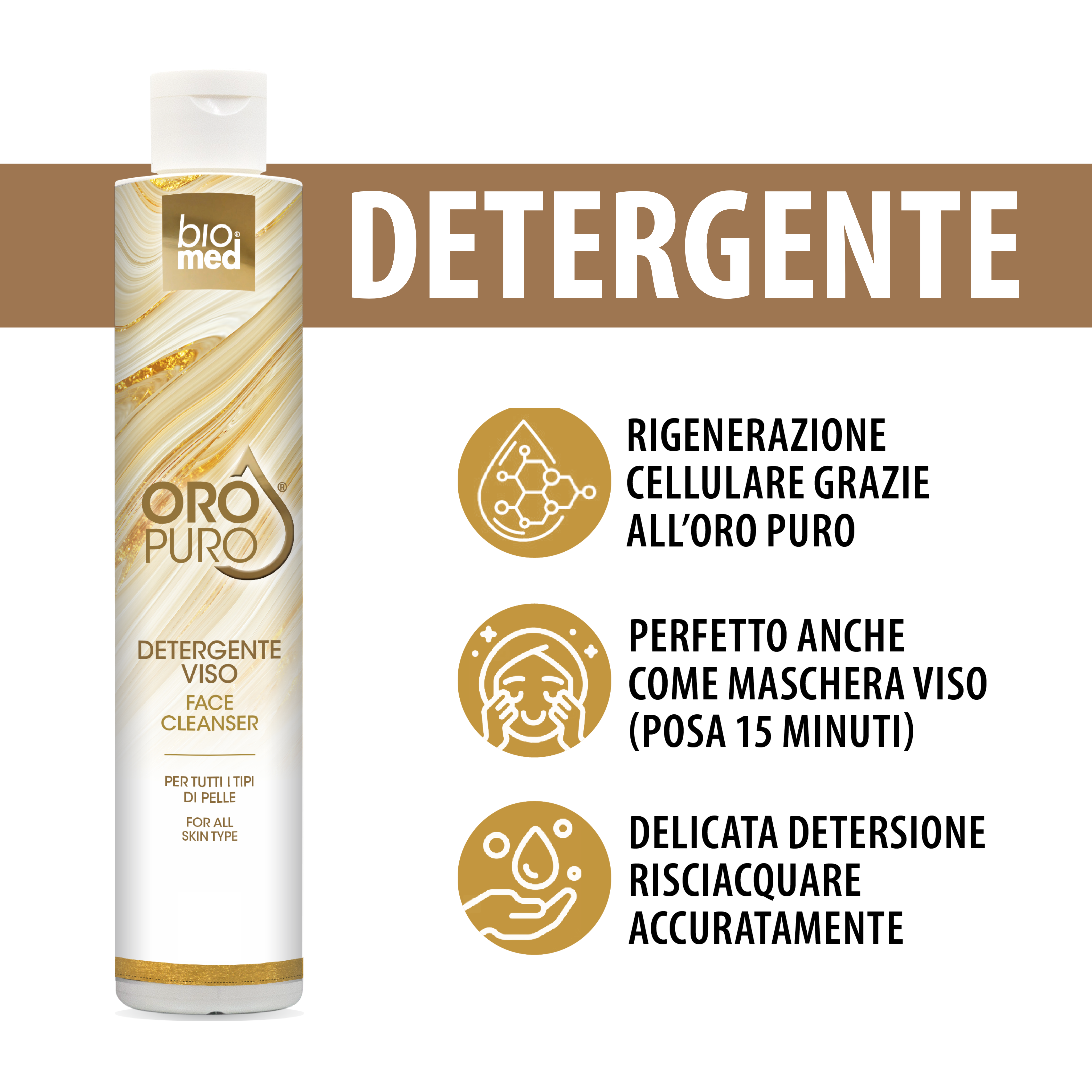 Detergente viso all'Oro puro - 250ml - Biomed Colloidali - Sito Ufficiale - Acquista quì i tuoi colloidali Spray