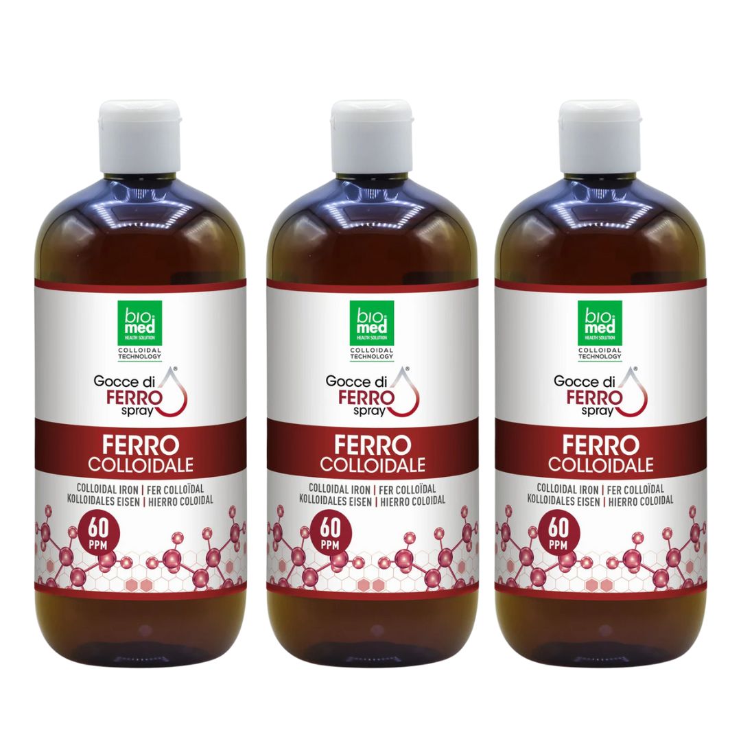 Confezione da 3 Ferro colloidale spray sublinguale Biomed 500 ml