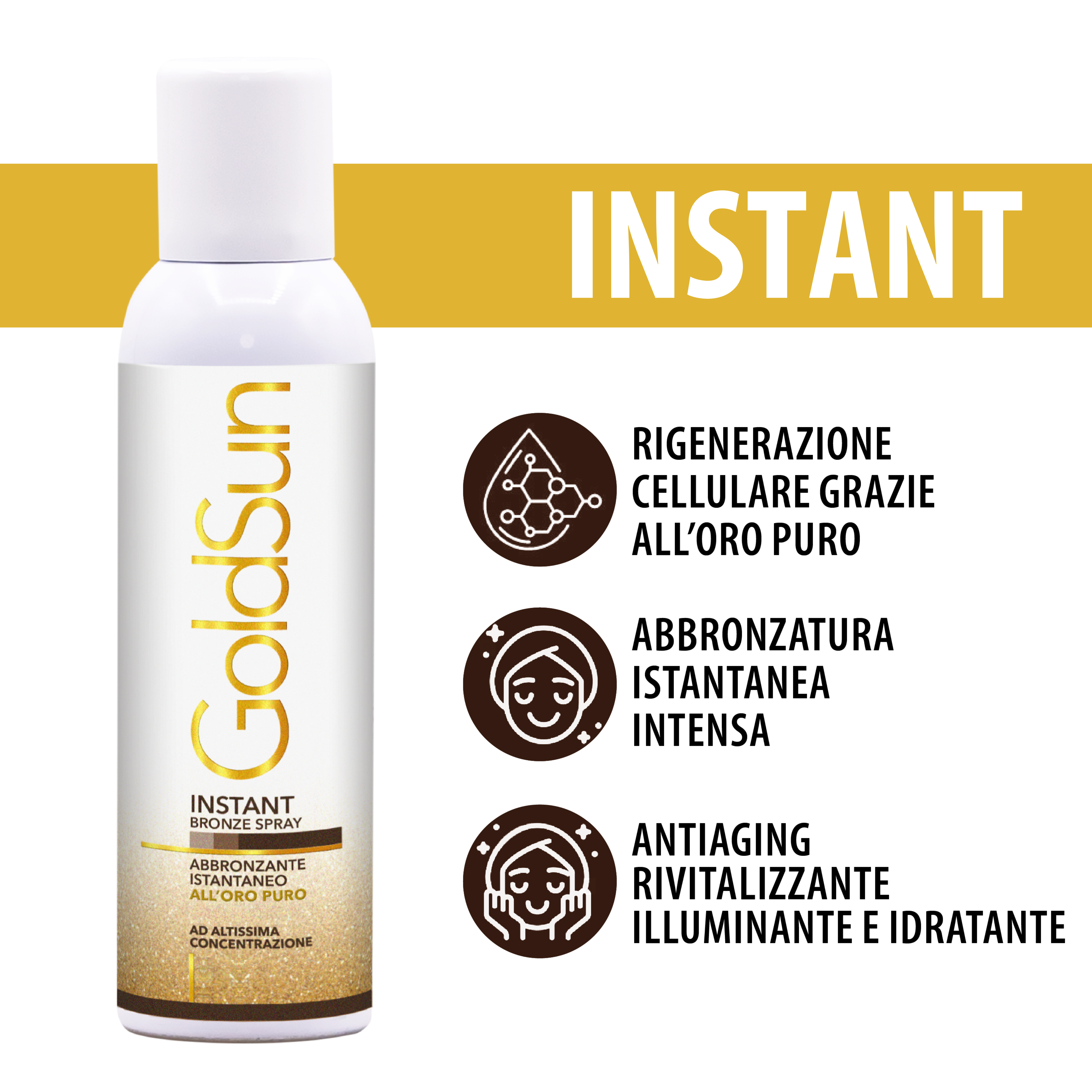 Goldsun Instant bronze - l'abbronzatura istantanea all'Oro puro spray 150ml - Biomed Colloidali - Sito Ufficiale - Acquista quì i tuoi colloidali Spray