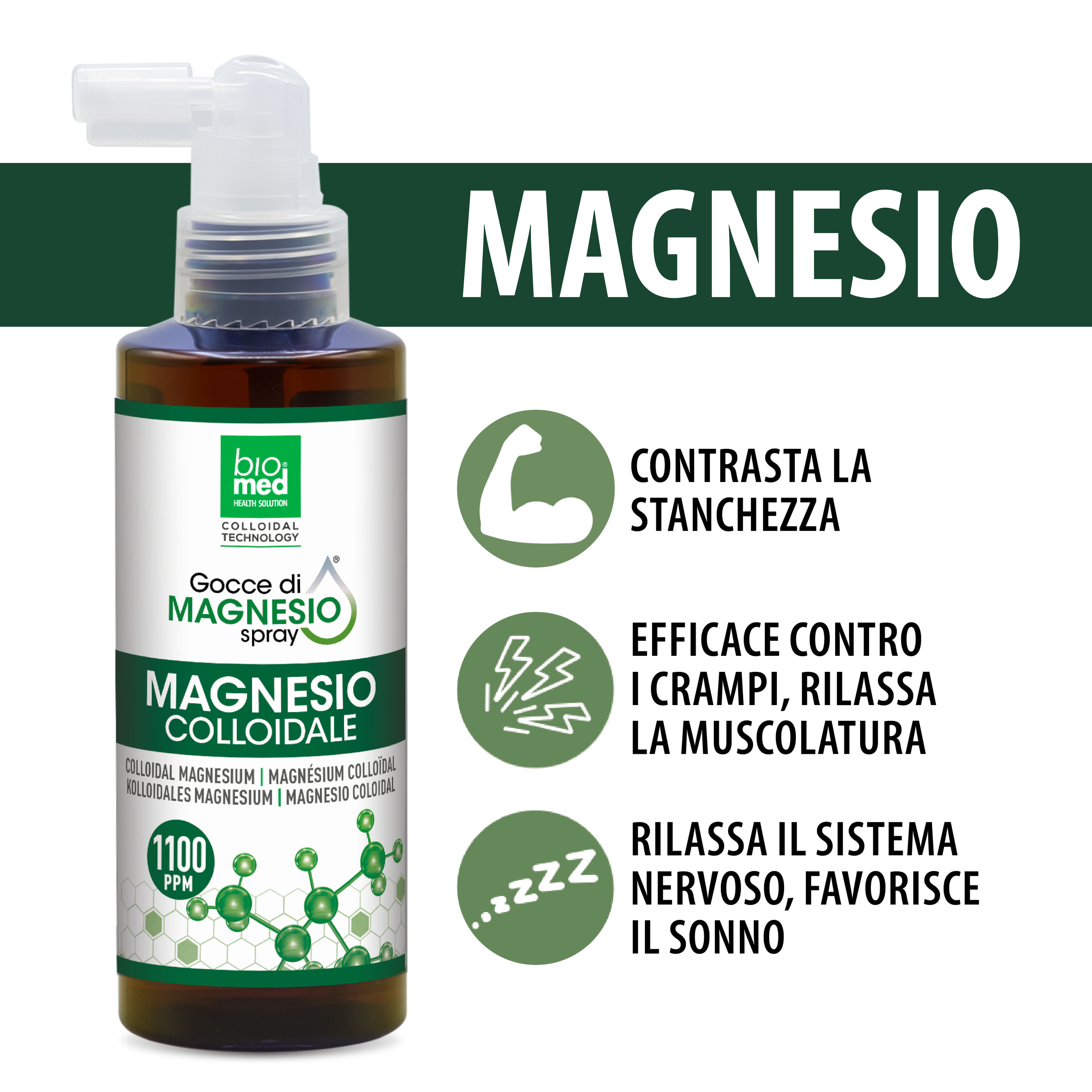 Magnesio colloidale spray sublinguale 1100 ppm - 150 ml - Biomed Colloidali - Sito Ufficiale - Acquista quì i tuoi colloidali Spray