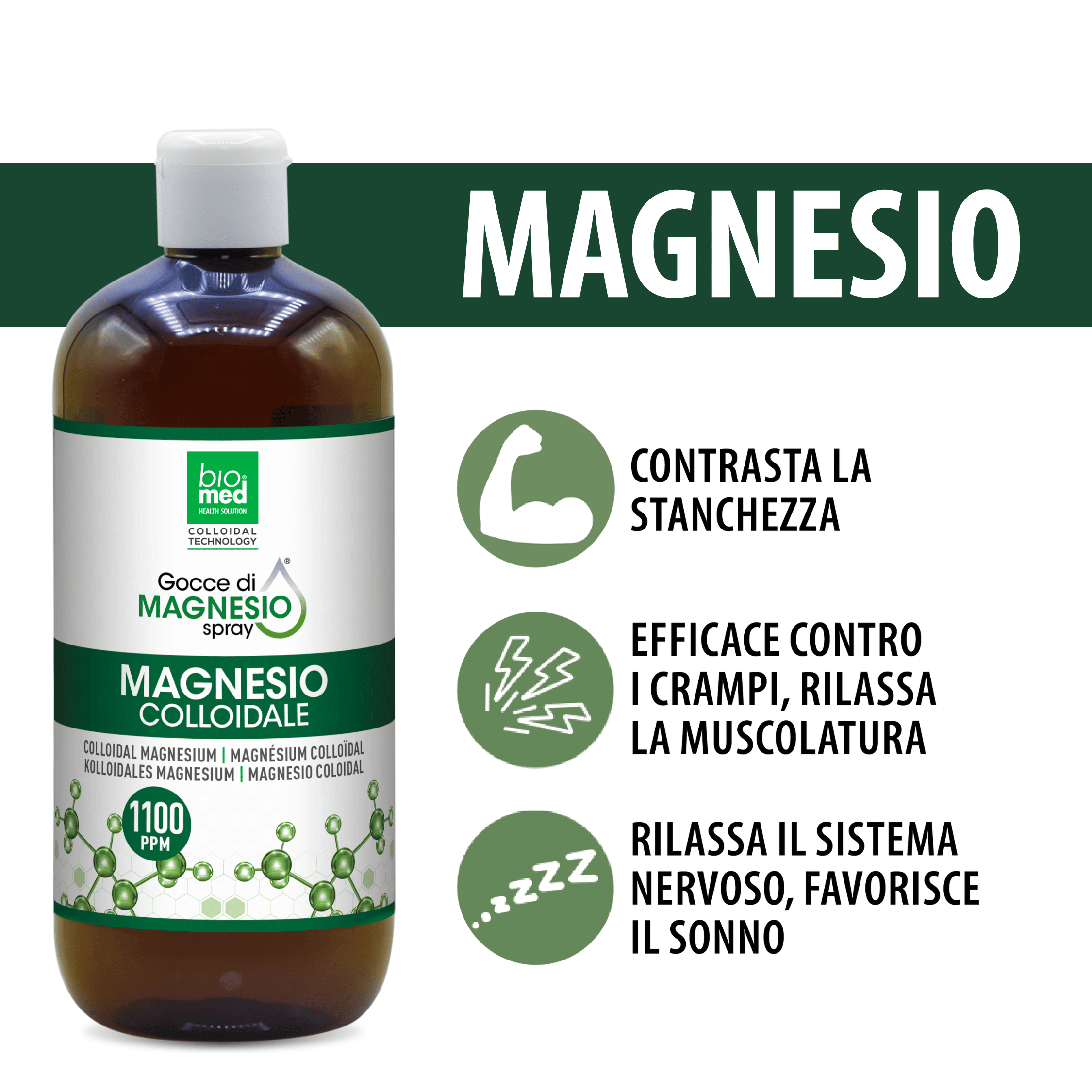 Magnesio colloidale spray sublinguale 1100 ppm - 500 ml - Biomed Colloidali - Sito Ufficiale - Acquista quì i tuoi colloidali Spray