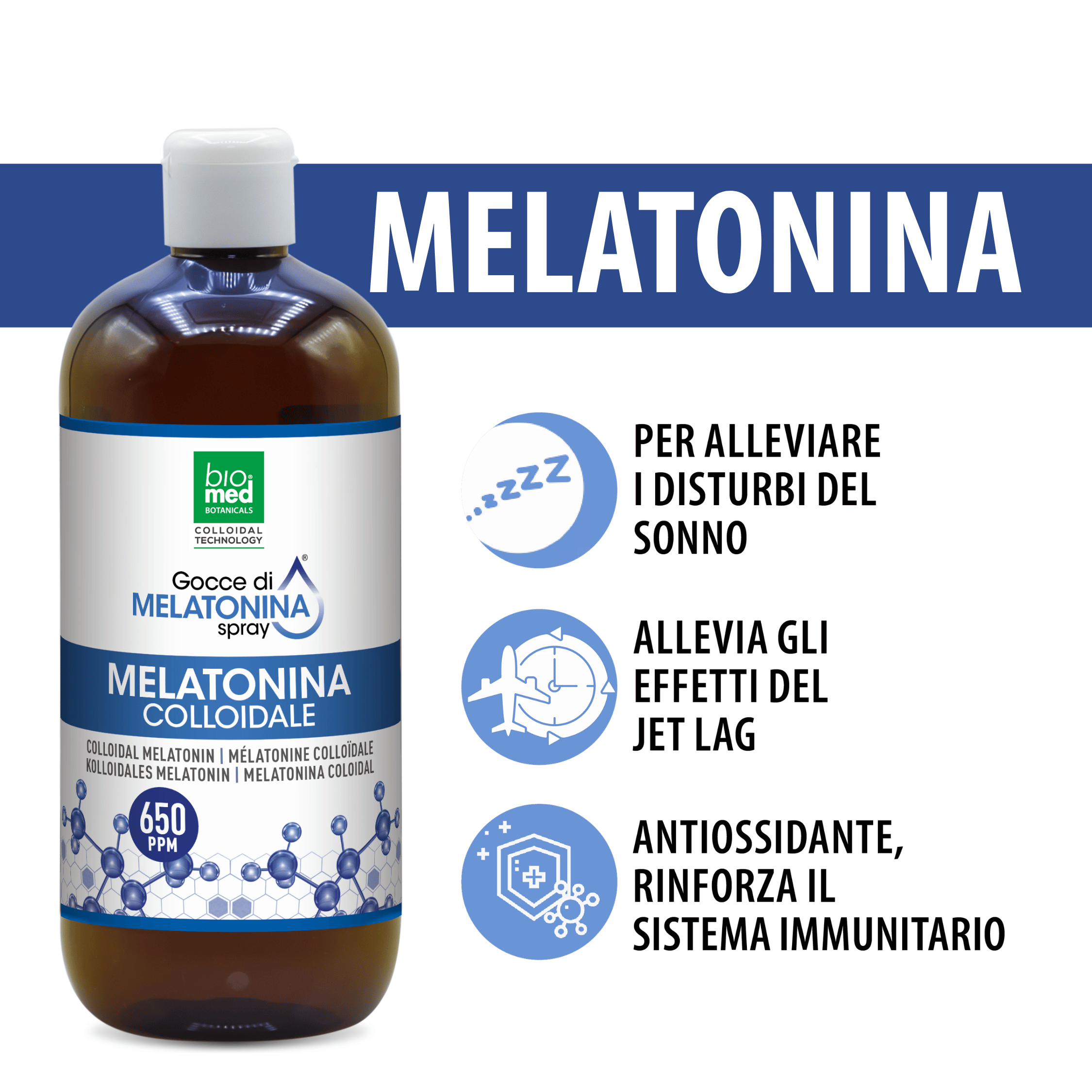 Melatonina colloidale spray sublinguale 650 ppm - 500 ml - Biomed Colloidali - Sito Ufficiale - Acquista quì i tuoi colloidali Spray