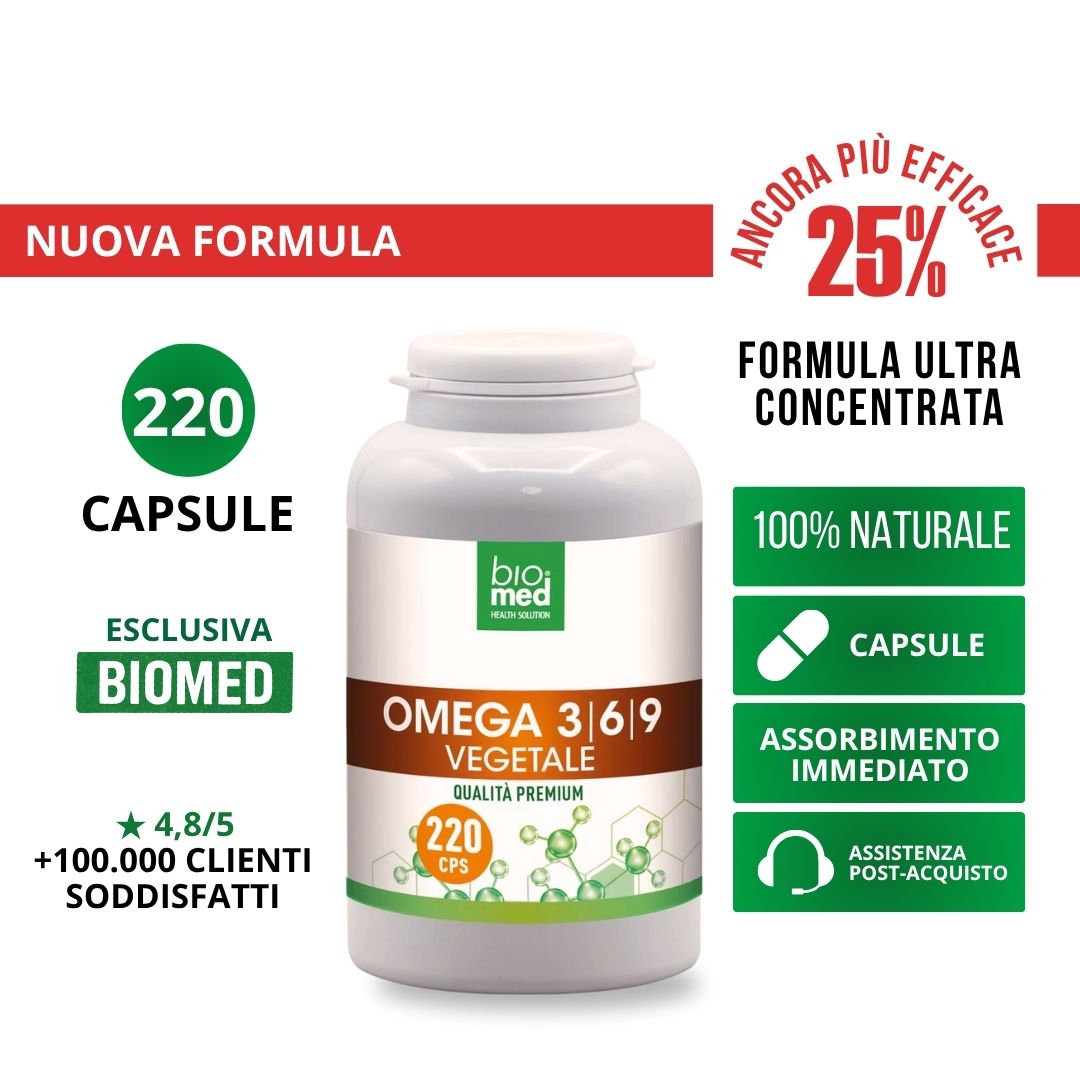 OMEGA 3-6-9- BIOMED - 220 CAPSULE VEGETALI - Biomed Colloidali - Sito Ufficiale - Acquista quì i tuoi colloidali Spray