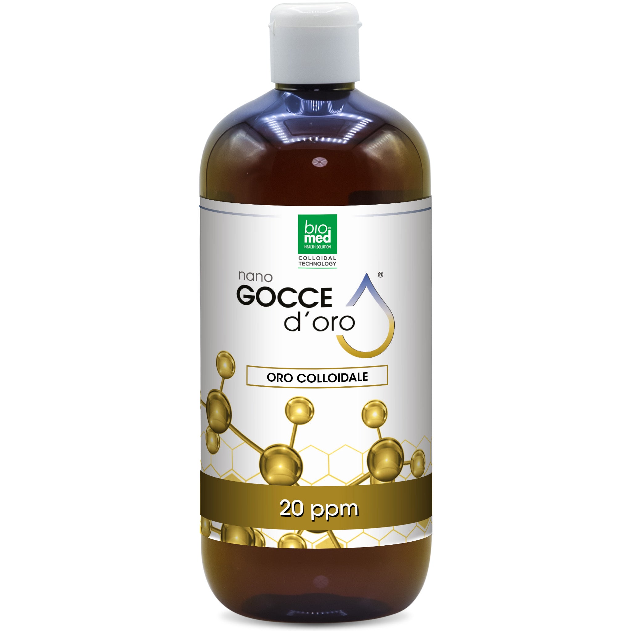 oro colloidale Attivo - nano goccie biomed - 500 ml. - 20 ppm
