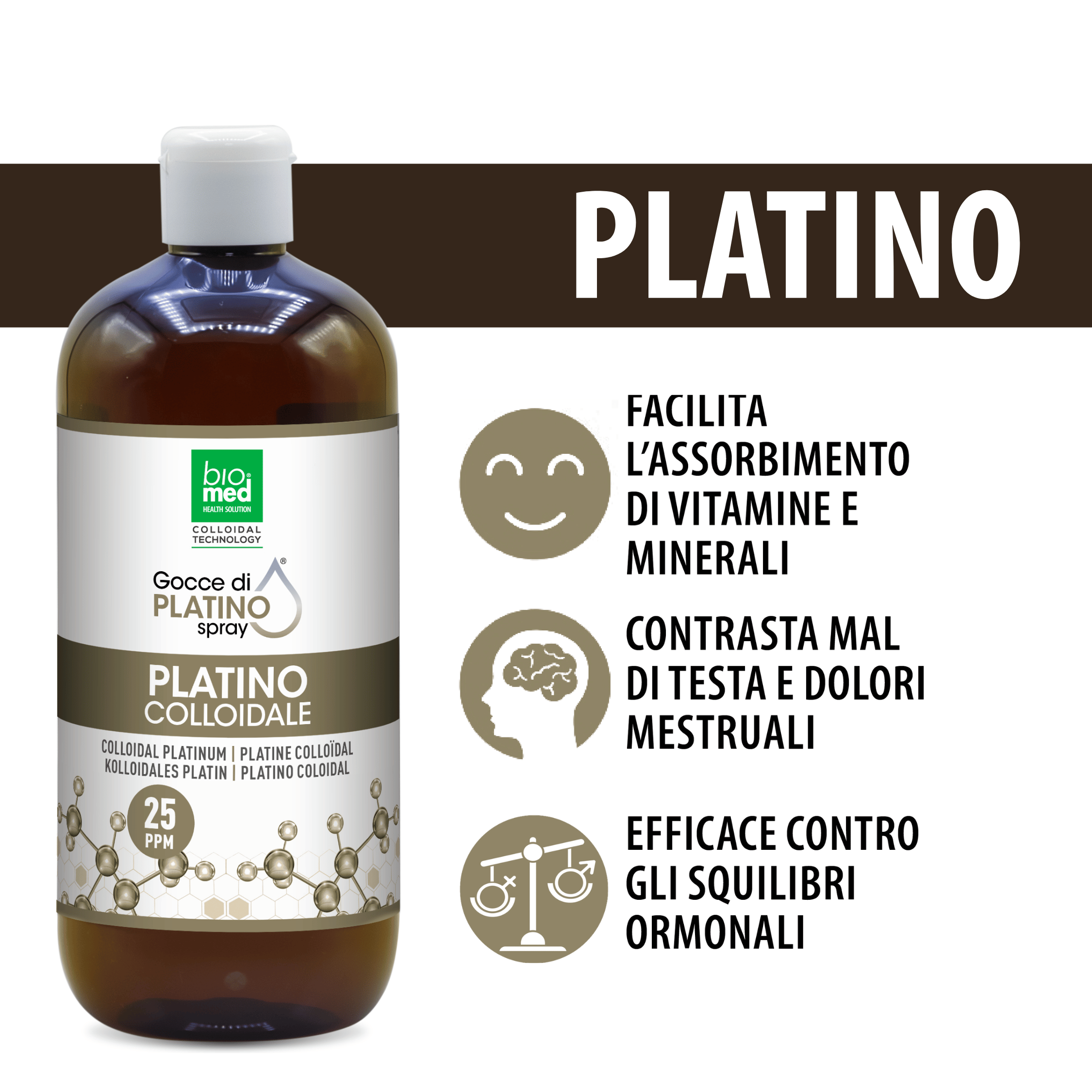 Platino colloidale spray sublinguale 25 ppm - 500 ml - Biomed Colloidali - Sito Ufficiale - Acquista quì i tuoi colloidali Spray